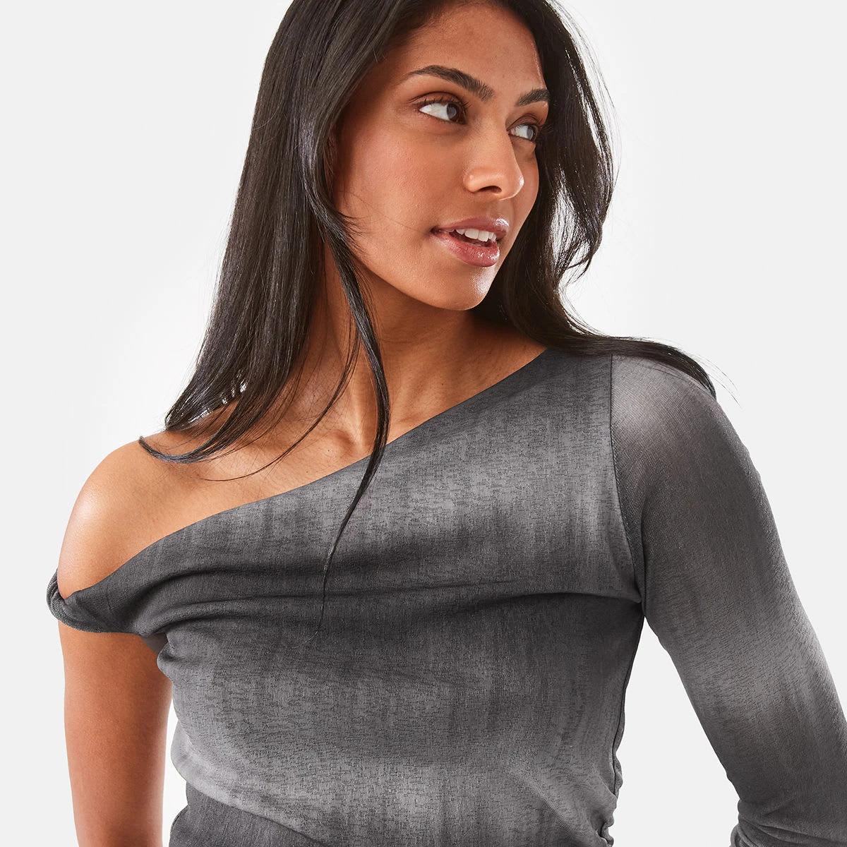 7 Long Sleeve Off Shoulder Mini Dress Brn Dye St, 7 of 10