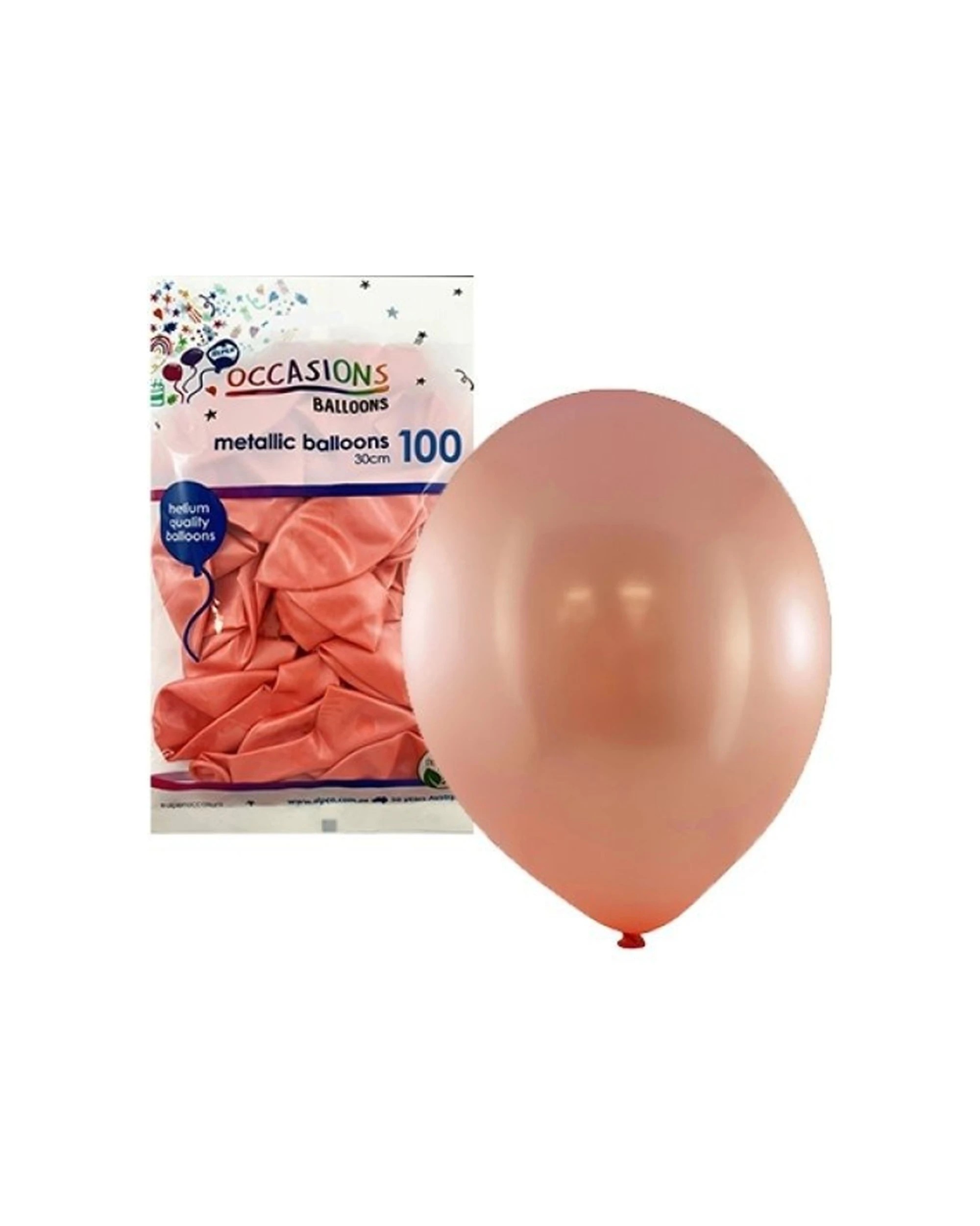1 Alpen 100pc Latex Balloons Event Decoration Metallic 30cm Rose - Gold, 1 of 1