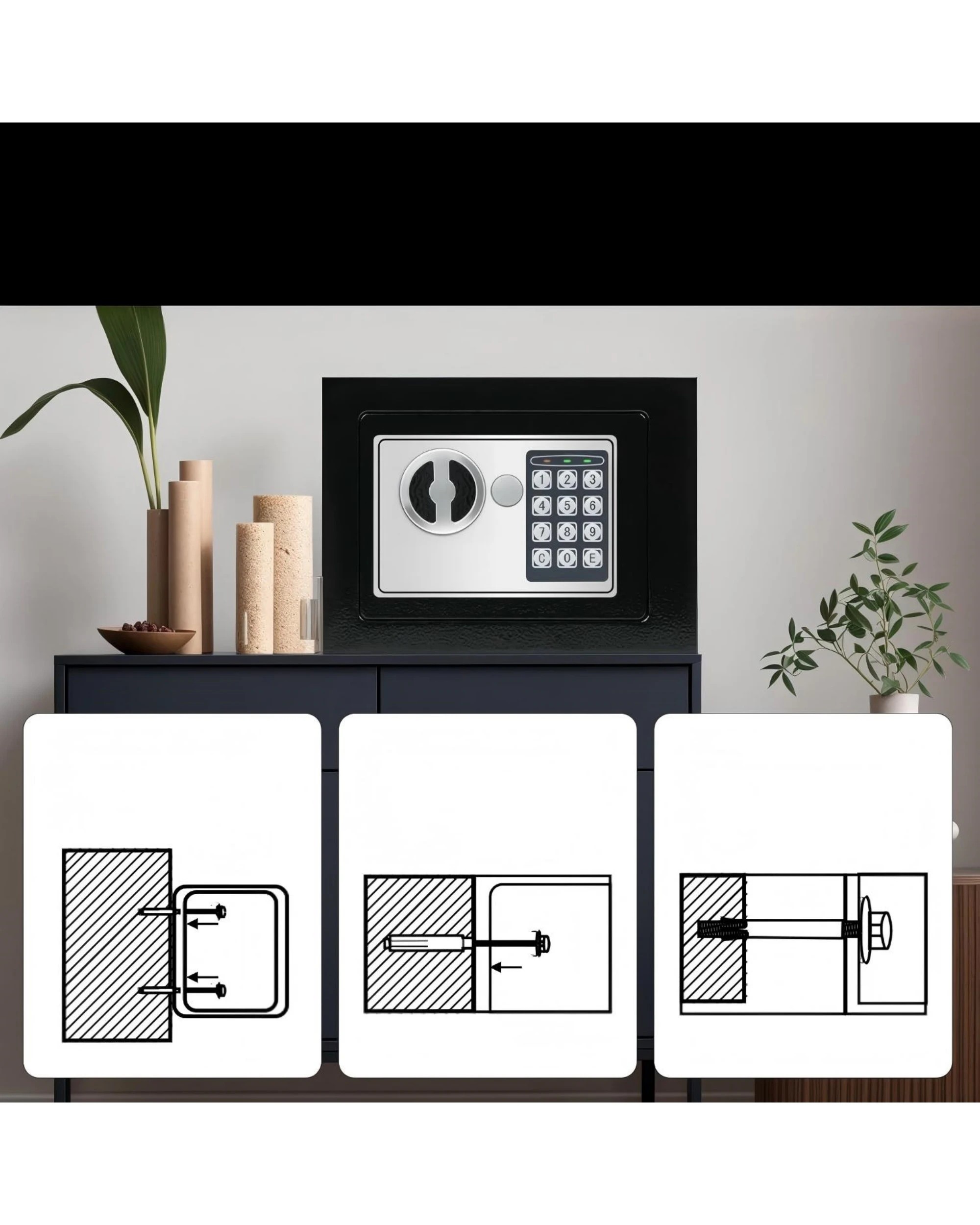 7 Advwin Security Safe and Lock Box 6.5 L/0.23 Cubic Feet - Black, 7 of 8