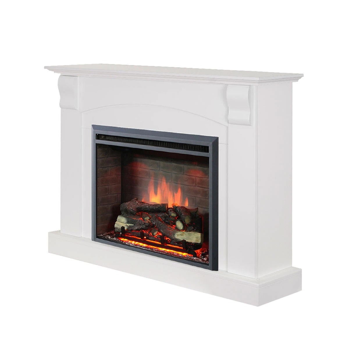 4 Moda Living Ascot Electric Fireplace Heater White Mantel Suite with Primo Insert - White, 4 of 10