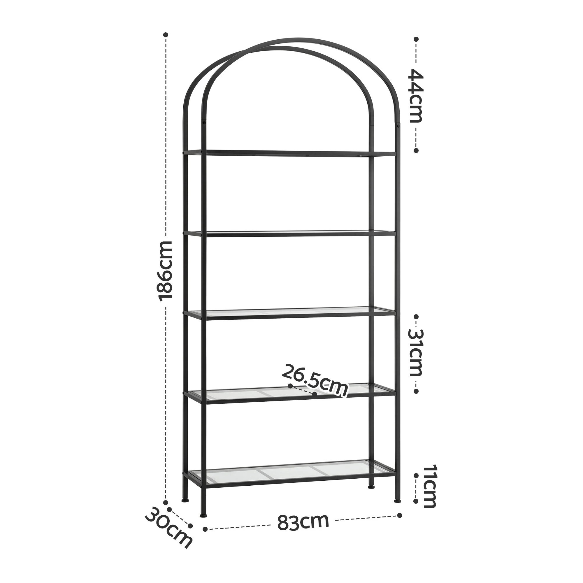 2 Artiss 5 Tiers Bookshelf Industrial Etagere Bookcase Display Shelf - Black, 2 of 8