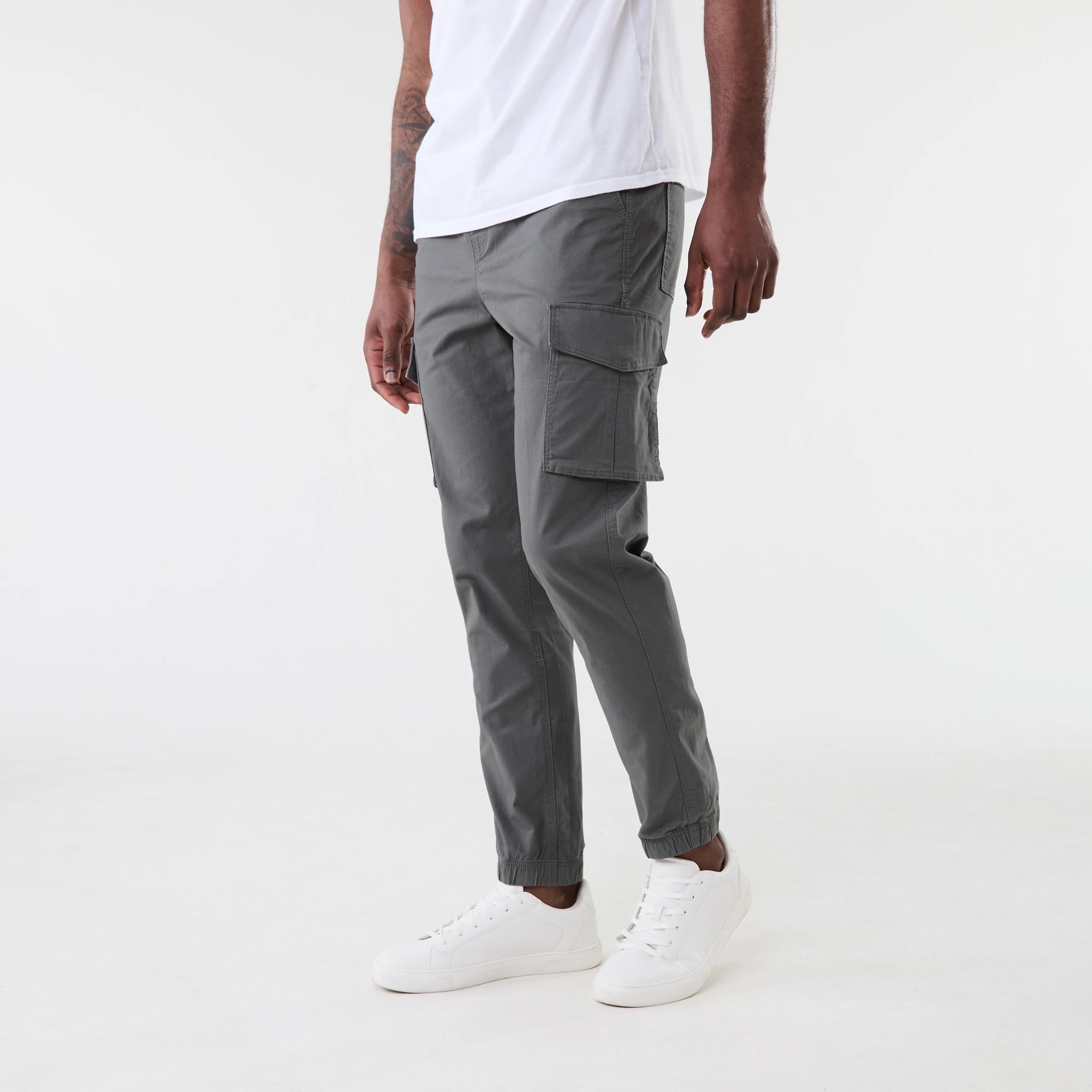 2 Elastic Waist and Cuffed Cargo Pants SEAL GREY, 2 of 6