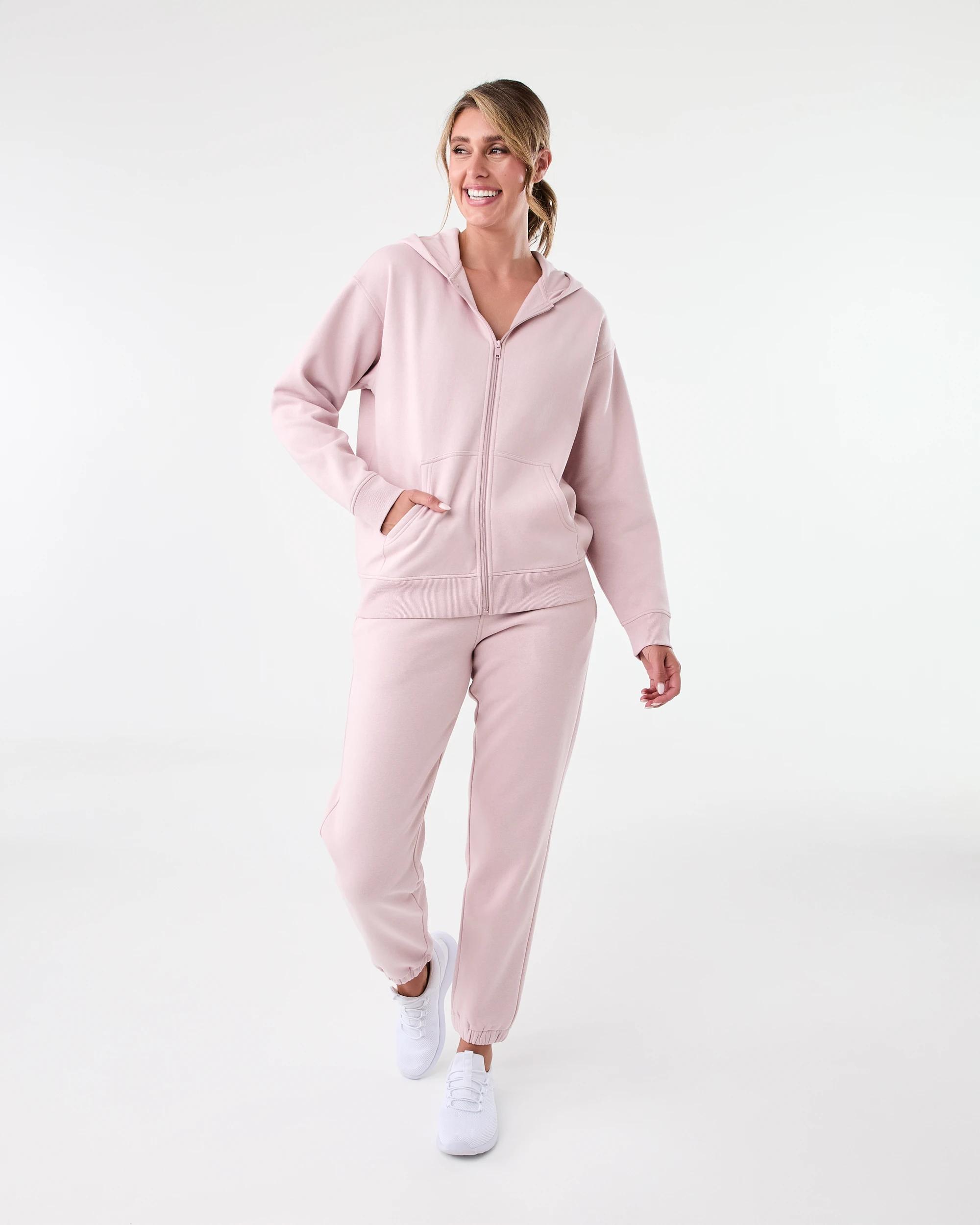 9 Active Womens Essential Zip Through Hoodie Sol B Pink, 9 of 9