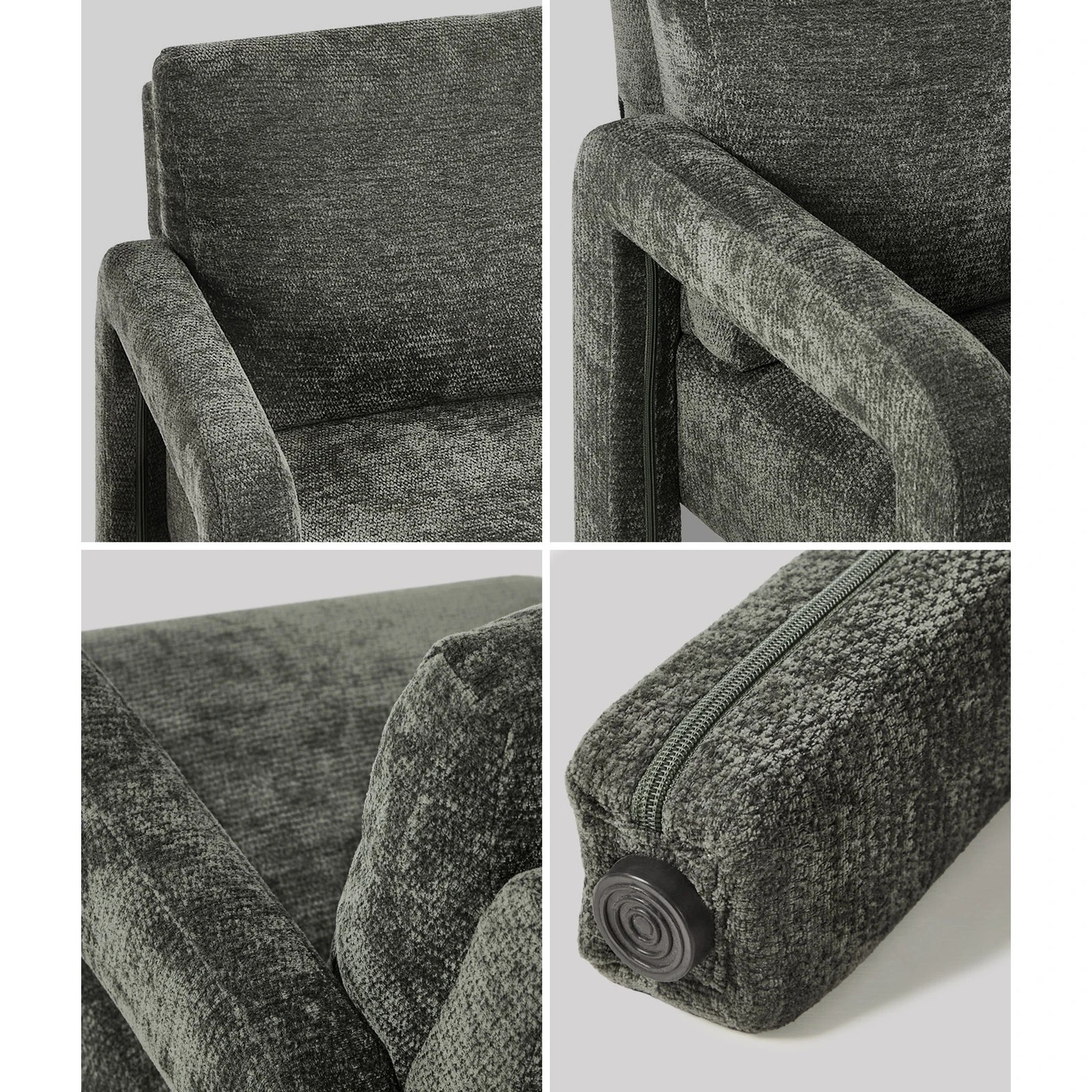 5 Oikiture Armchair Velvet Accent Chairs 1 Seater Lounge Sofa Chair - Grey, 5 of 10