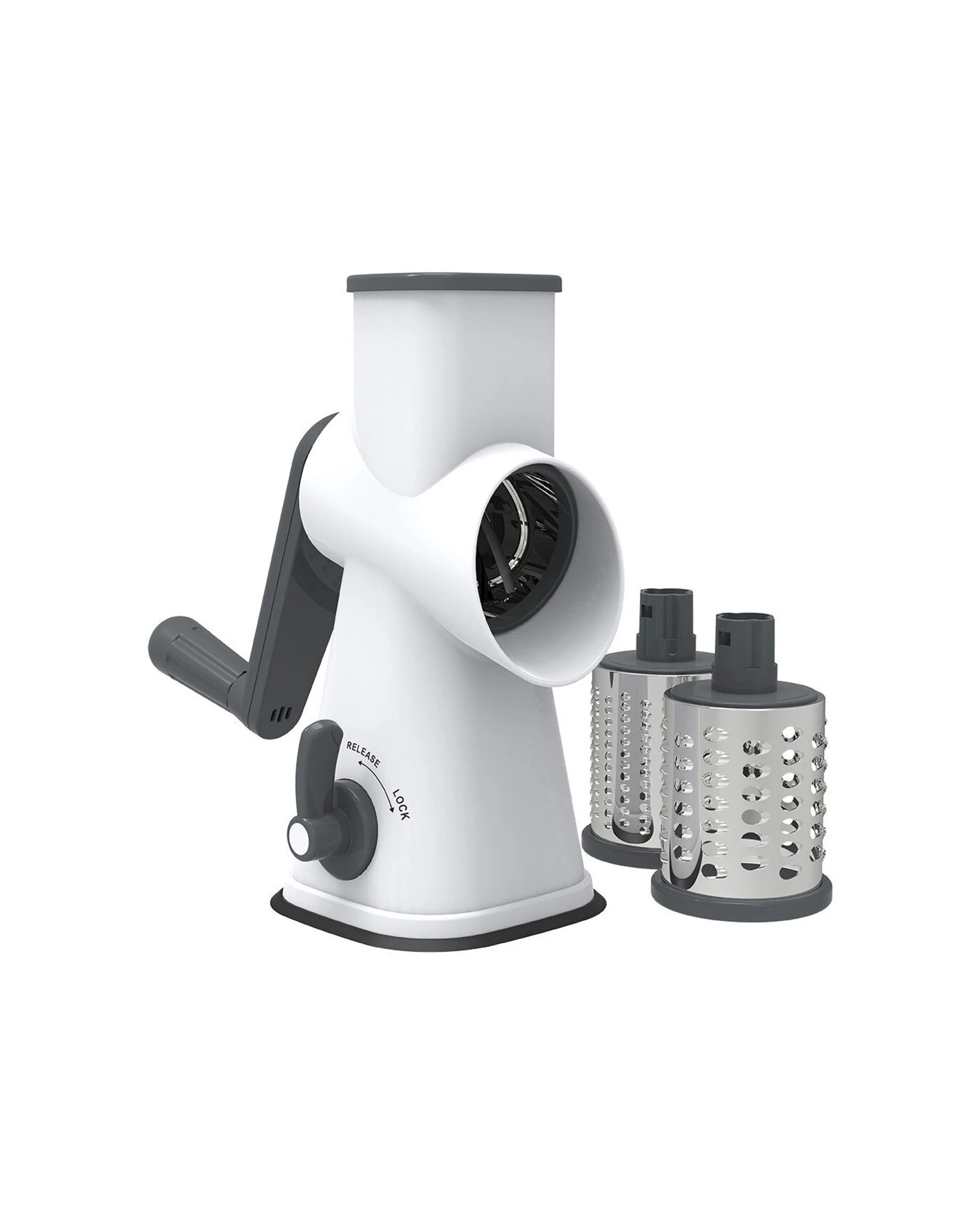 1 Appetito 3 Blade Drum Grater With Lockable Suction Base Kitchen Utensil - White, 1 of 7