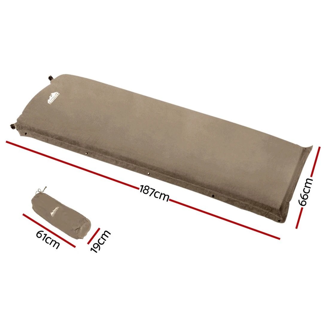 2 Weisshorn Self Inflating Mattress Camping Sleeping Mat Air Bed Single Coffee - Brown, 2 of 5