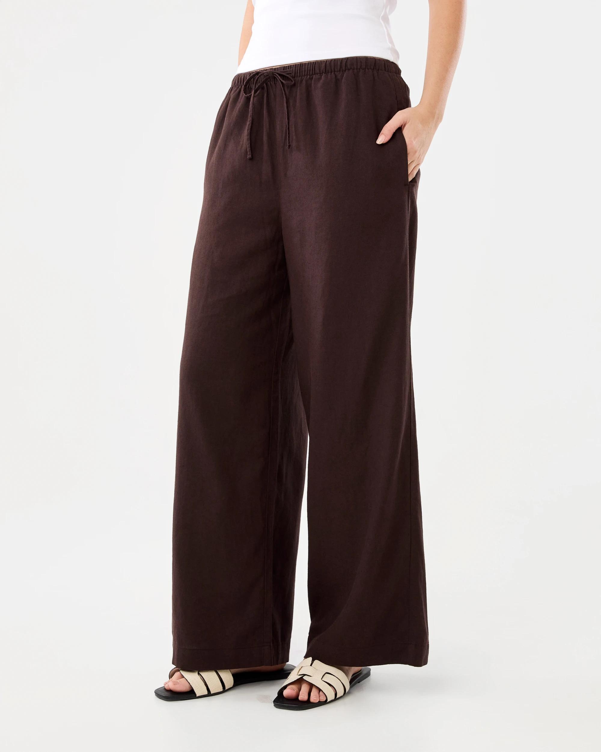 2 Linen Blend Wide Leg Pants Cbean, 2 of 5