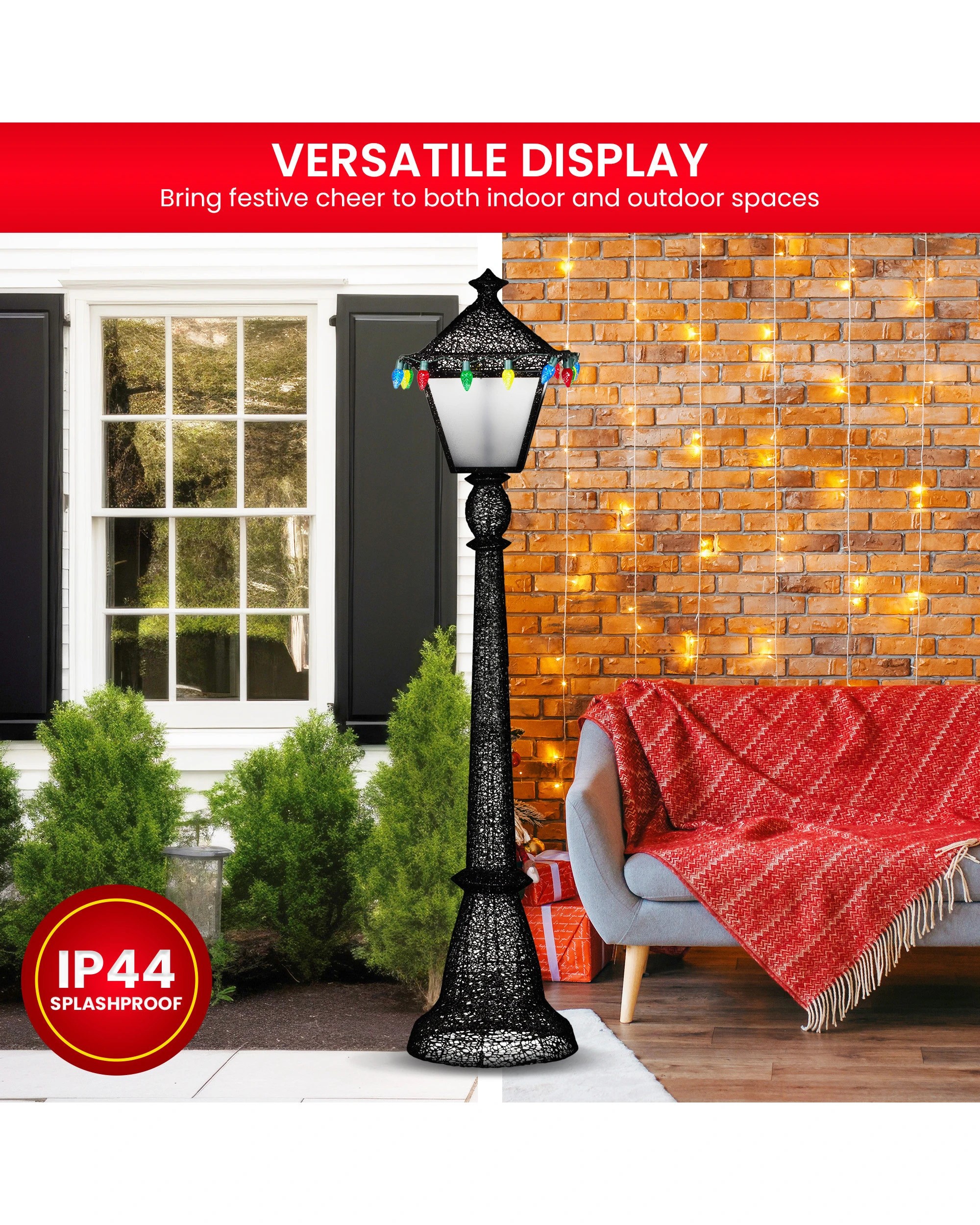 7 Christabelle 1.8m Christmas Lamp Post Indoor Outdoor Display Decoration Led Lights Front Yard Lawn Statue Ornament, 7 of 8