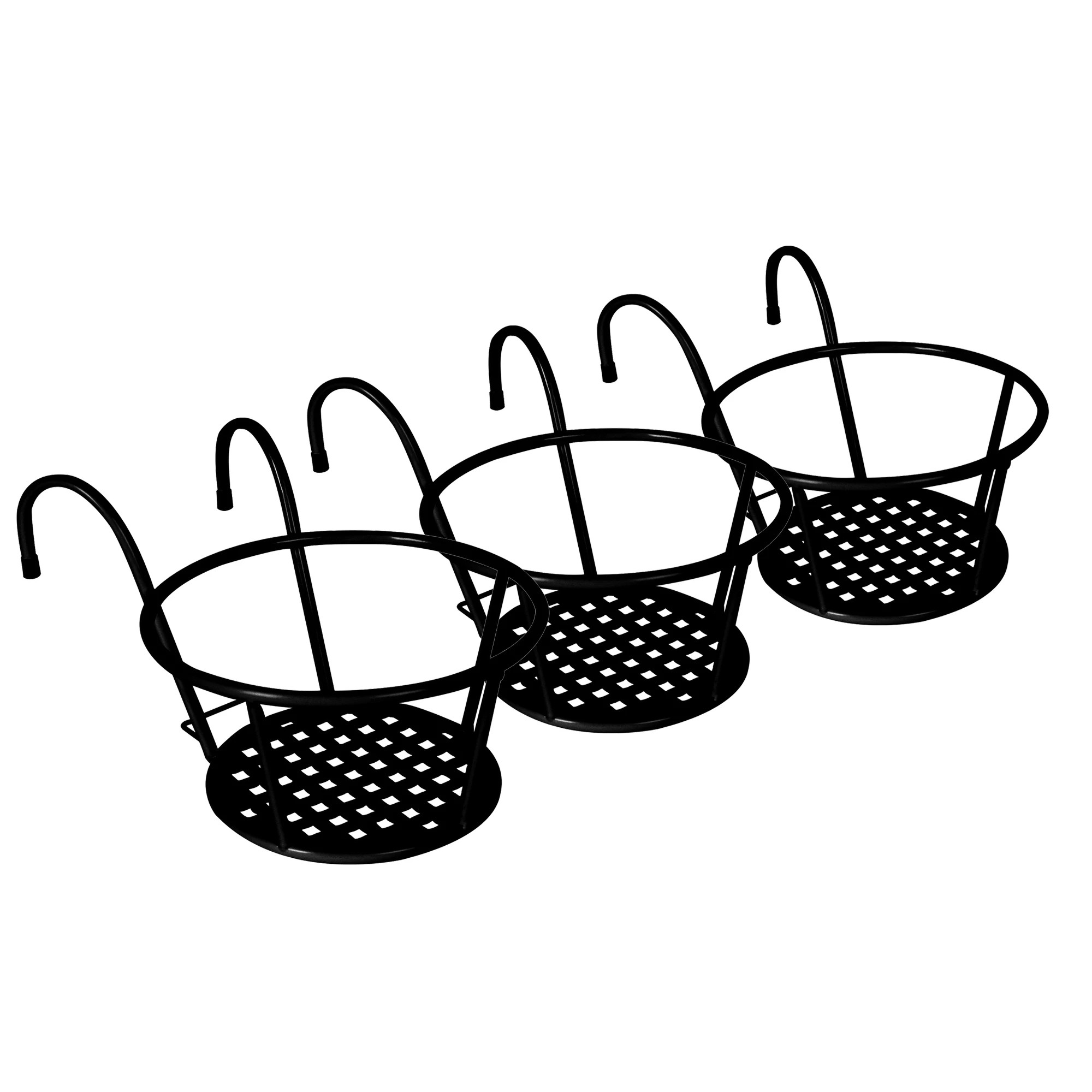 1 Levede 3 Pc Metal Flower Holder Hanging Pots - Black, 1 of 6