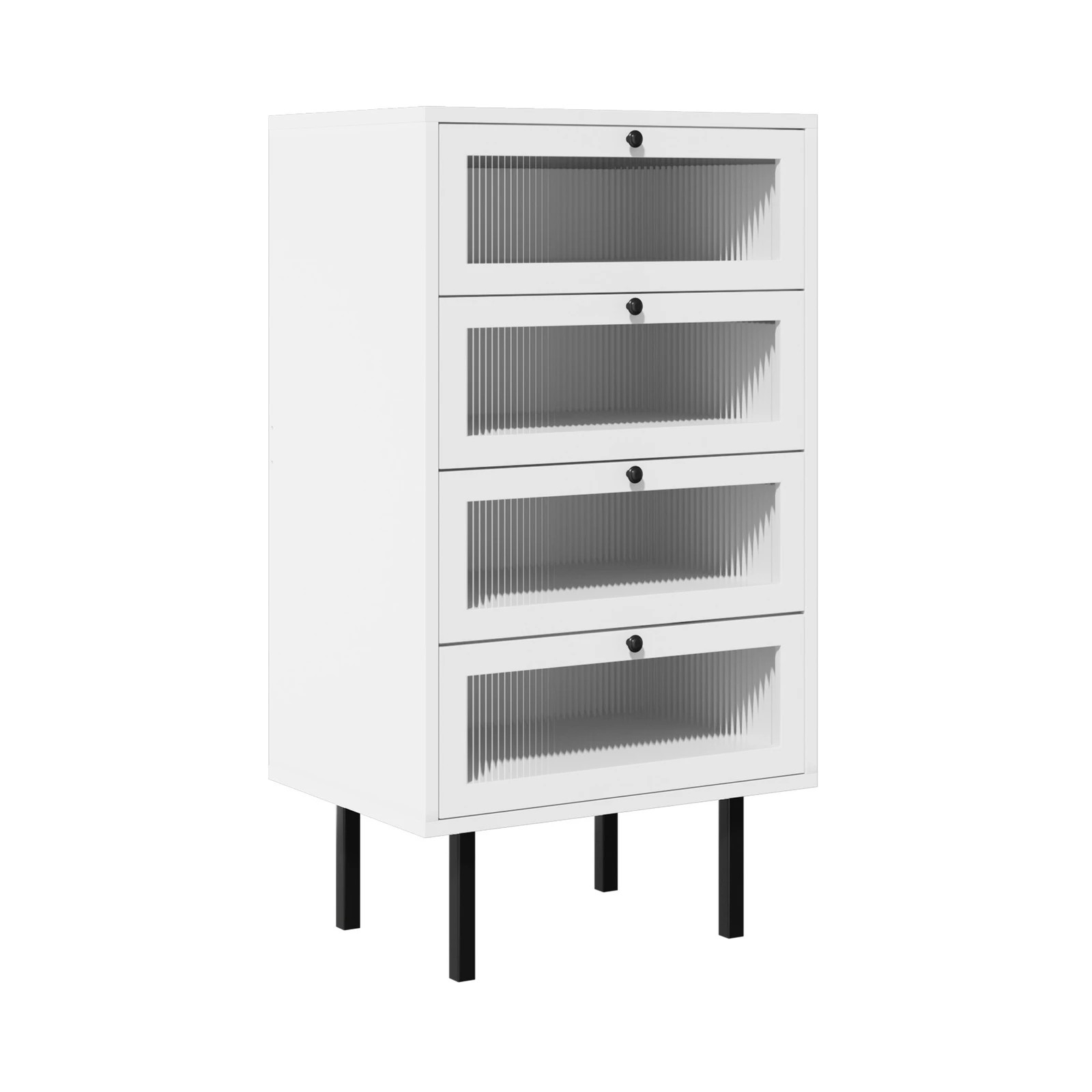 6 Oikiture 4 Chest of Drawers Tallboy Dresser Storage Cabinet Set of 2 - White, 6 of 9