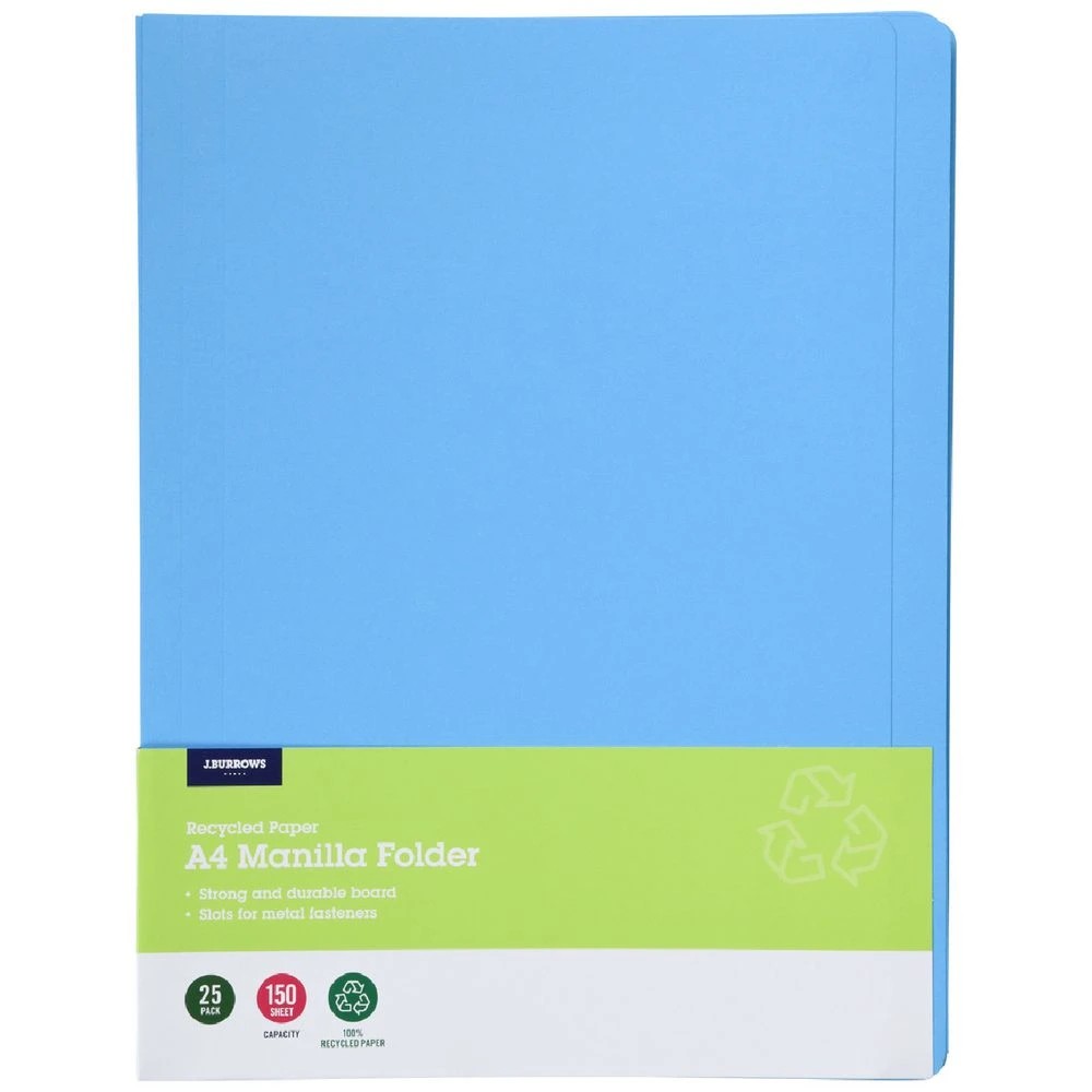 1 J.Burrows A4 Manila Folder Blue 25 Pack, 1 of 4