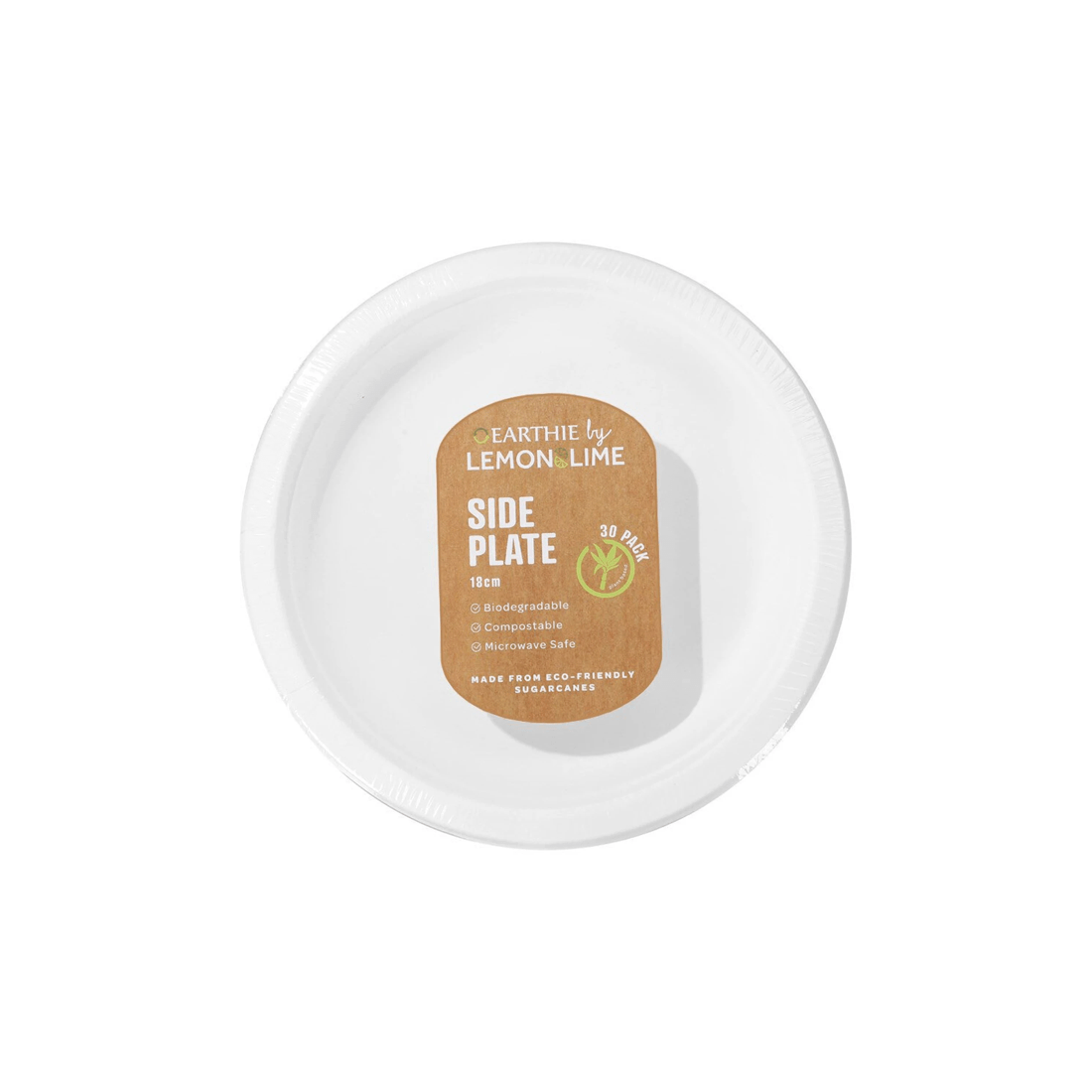 1 30pc Lemon & Lime Eco/biodegradable/compostable Disposable 18cm Side Plate - White, 1 of 3