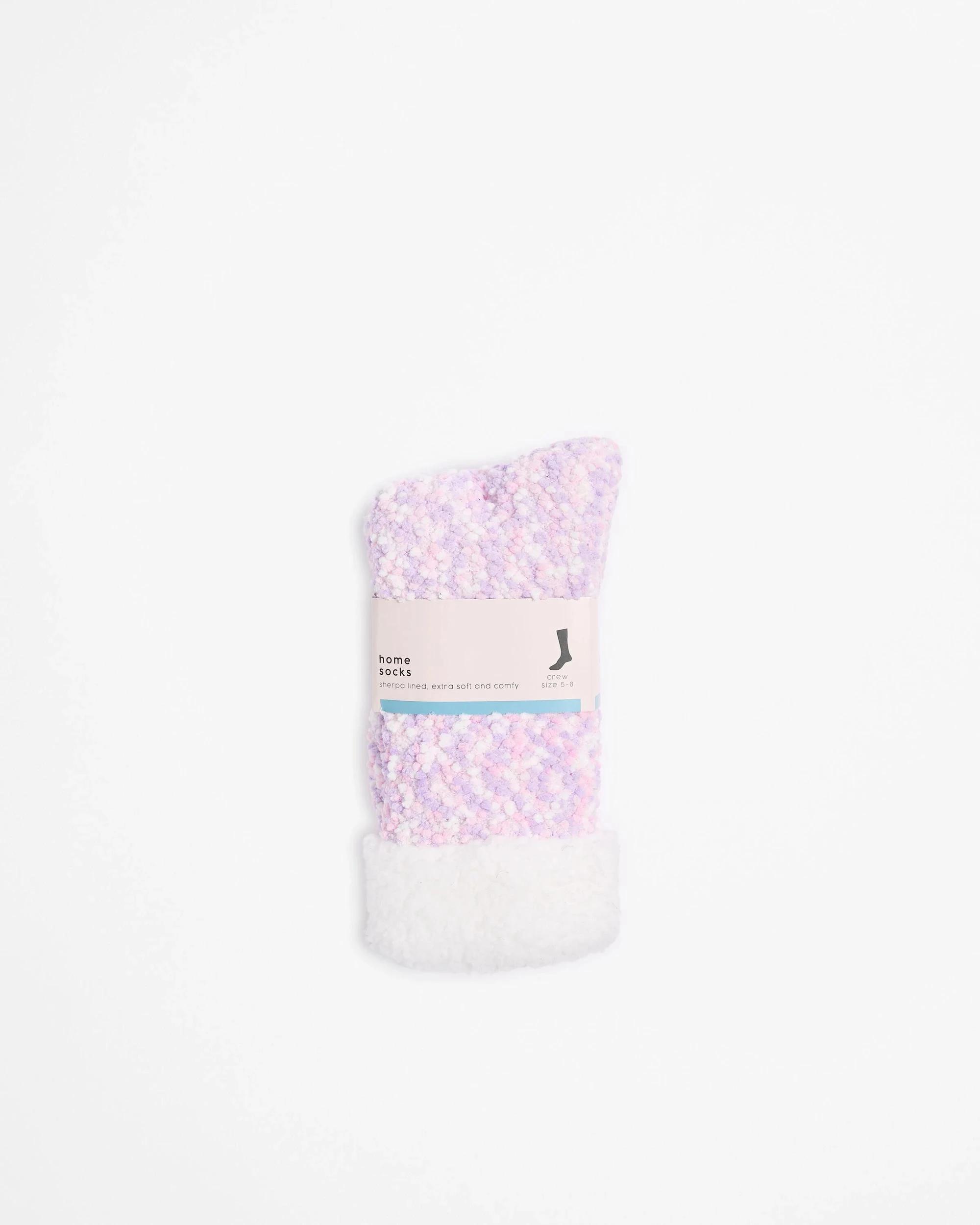 3 Target Woman Pom Pom Sherpa Lined Crew Home Socks PURPLE, 3 of 3
