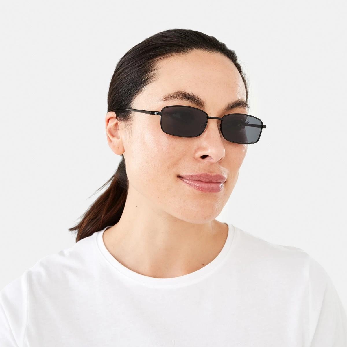5 Rectangle Metal Sunglasses Black, 5 of 6