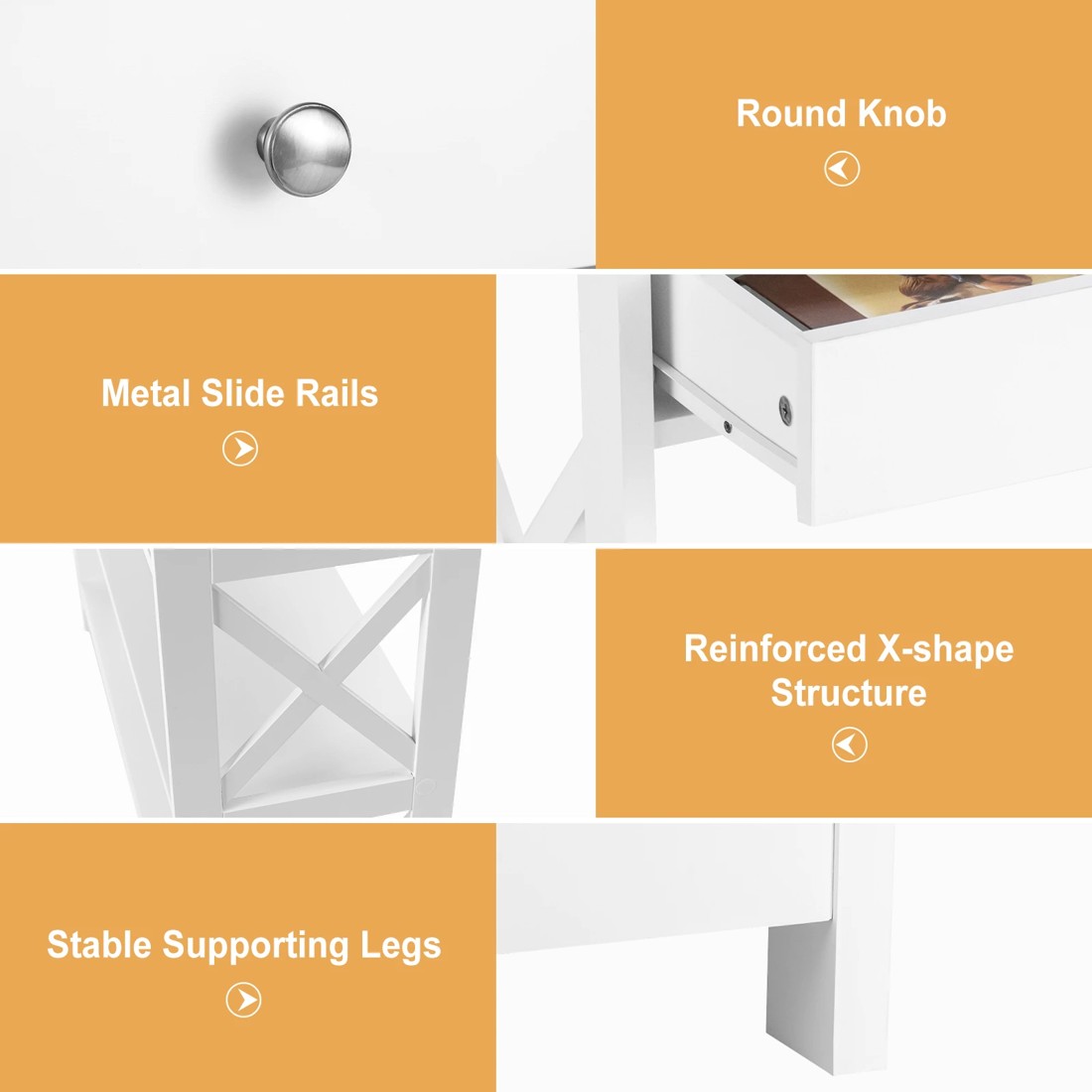 3 Costway 3-Tier Console Table w/Drawer Display Table - White, 3 of 10