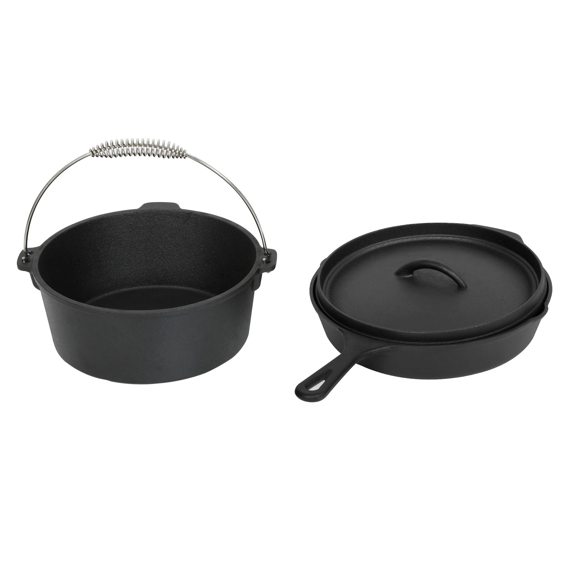 2 Toque 27Cm Cast Iron Frying Pan And Cast Iron Pot Set, 2 of 9