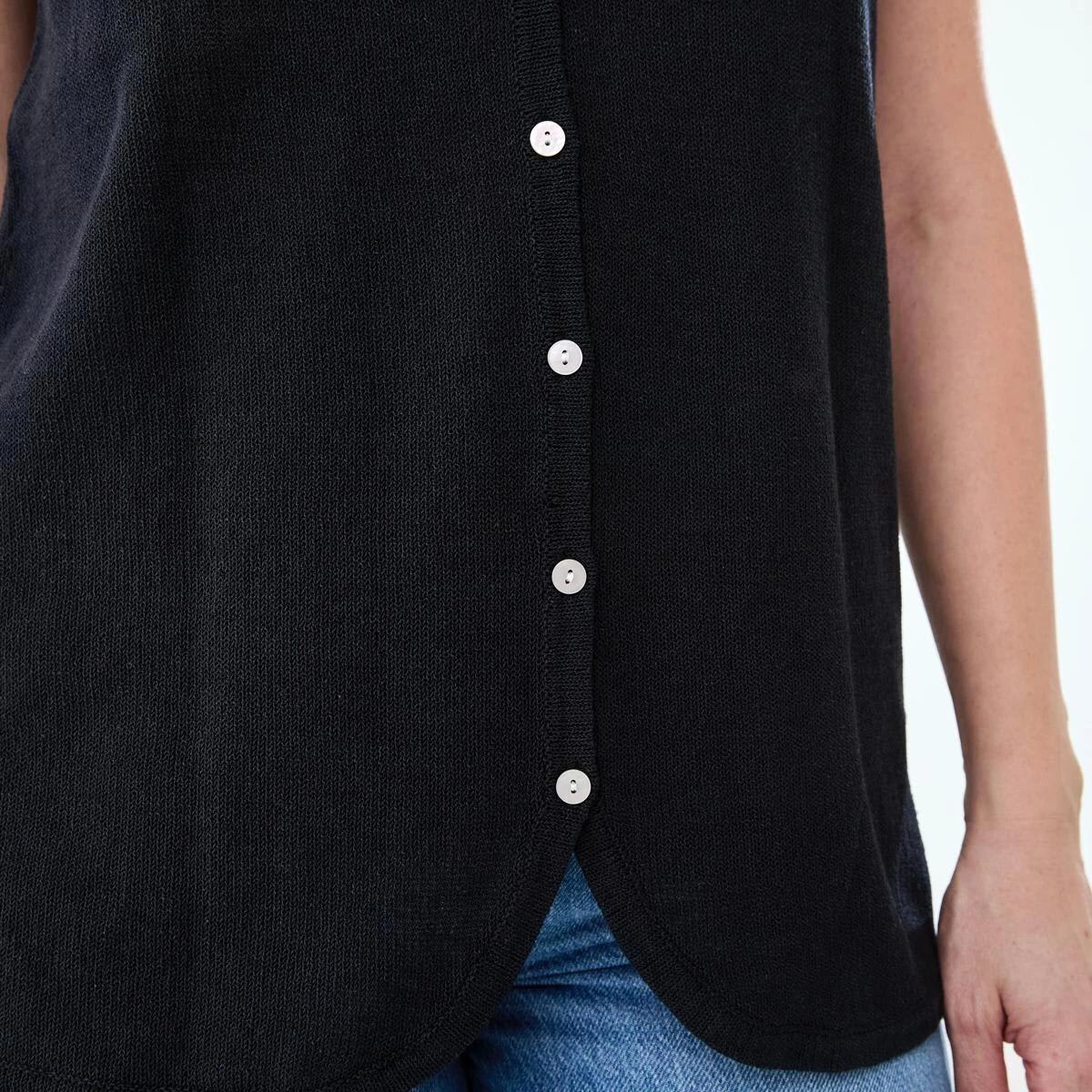 6 Sleeveless Longline Vest BLACK, 6 of 6
