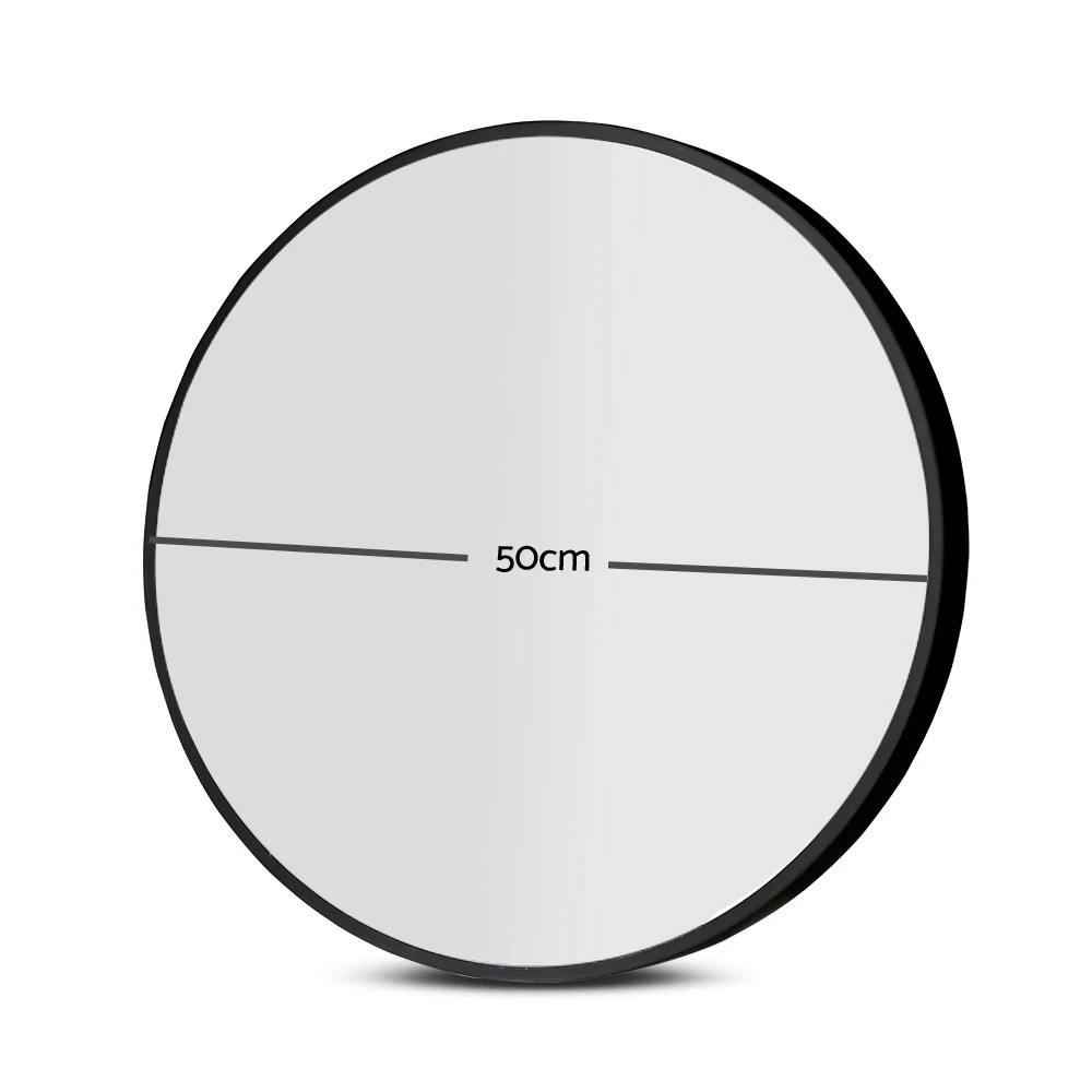 2 Embellir 2 Wall Mirror Makeup 50cm Home Decor Framed Mirrors Bathroom Round - Black, 2 of 6