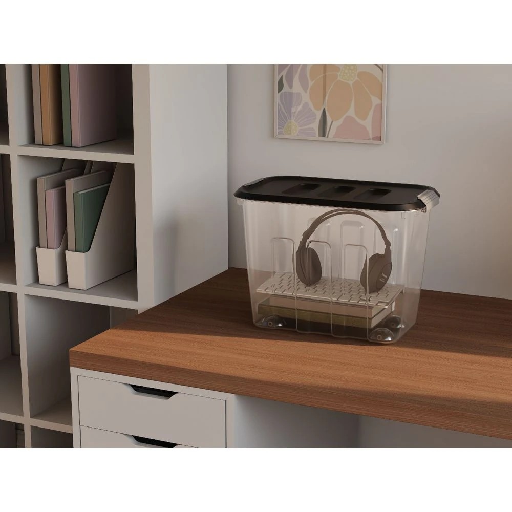 6 J.Burrows 22L Modular Storage Container Clear/Grey, 6 of 6