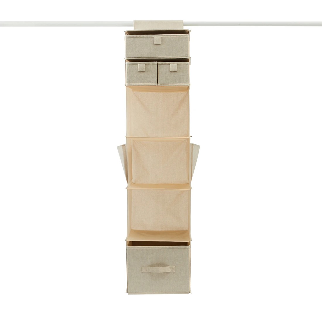 5 Linen Look Hanging Shelving with Drawers - Beige, 5 of 10
