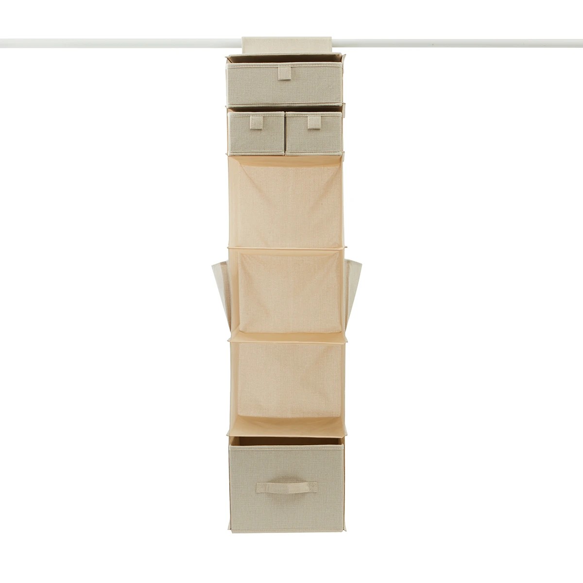 5 Linen Look Hanging Shelving with Drawers - Beige, 5 of 10
