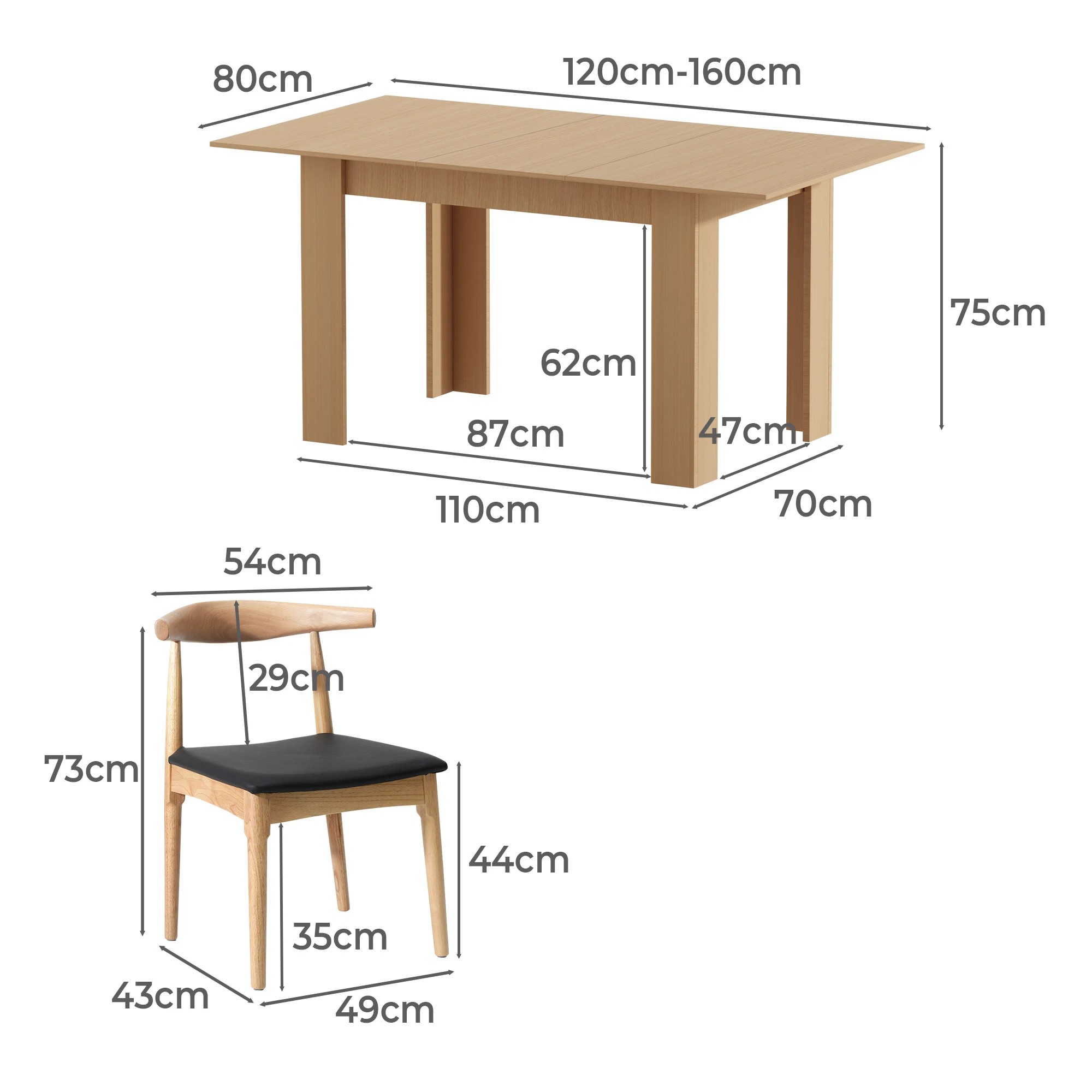 2 Oikiture 5pcs Dining Table Set 1.6m Extendable Dining Table And Chairs Pu Leather Padded Seat
 - Multi, 2 of 8
