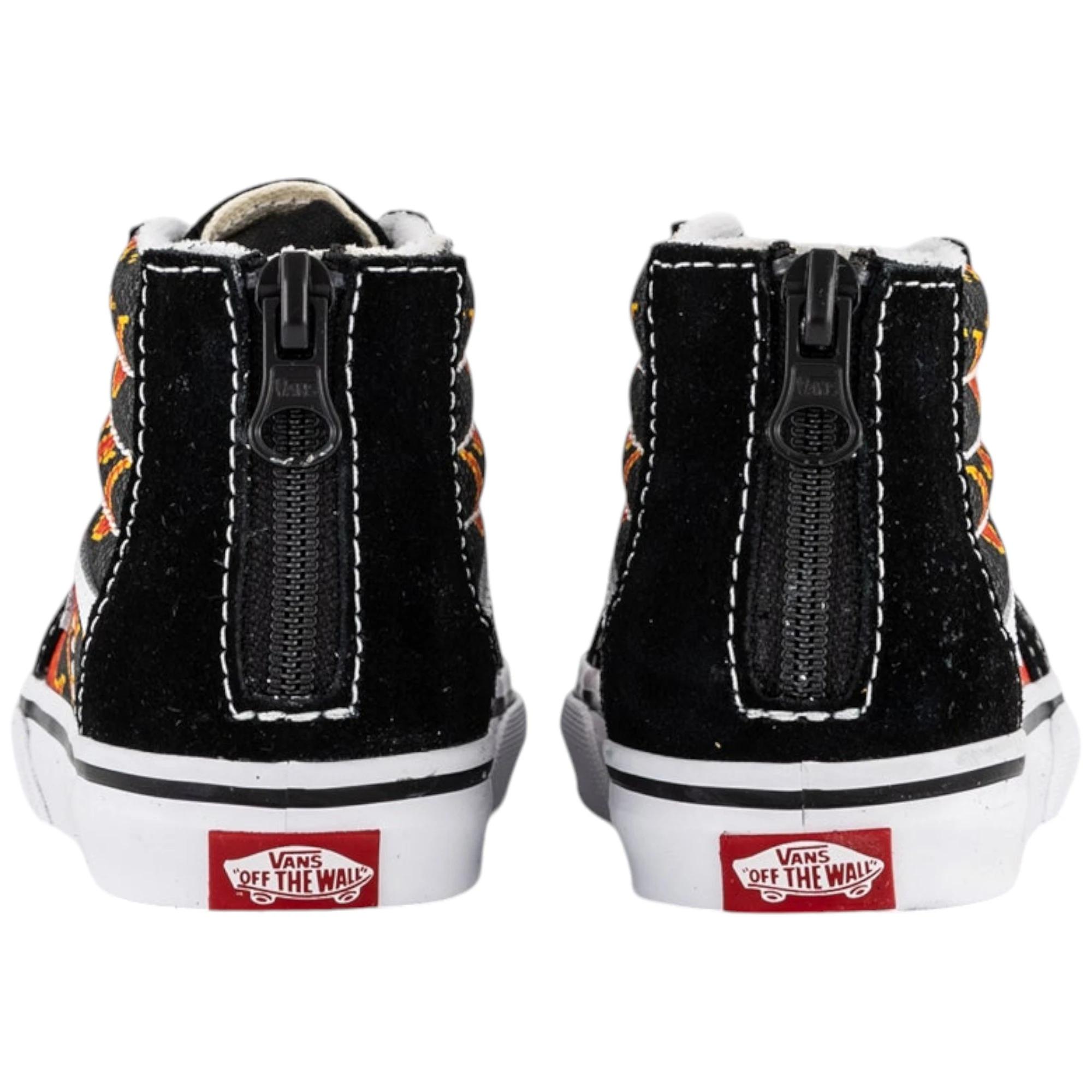 4 Vans Toddler Sk8-Hi Zip Pixel Flame Black/ Red Shoes BLACK/RED, 4 of 6