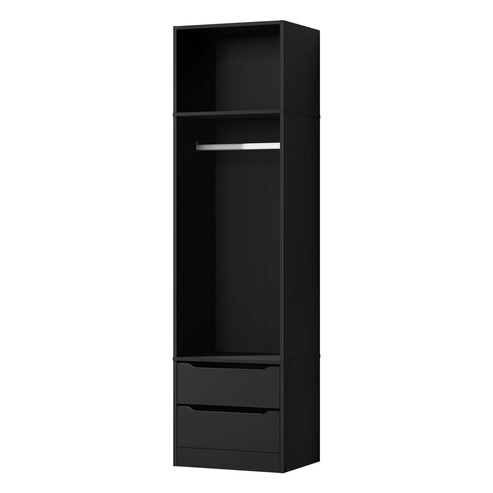 1 Alfordson Wardrobe 2 Drawers Clothes Storage Cabinet Hanging Rod - Black, 1 of 10