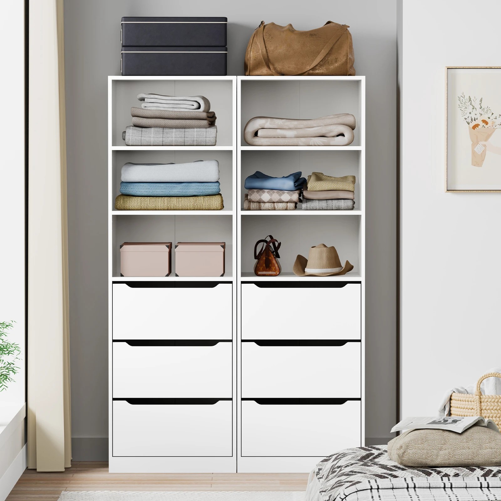 3 Alfordson Wardrobe Clothes Storage Cabinet Closet Organizer 3 Drawers - White, 3 of 10