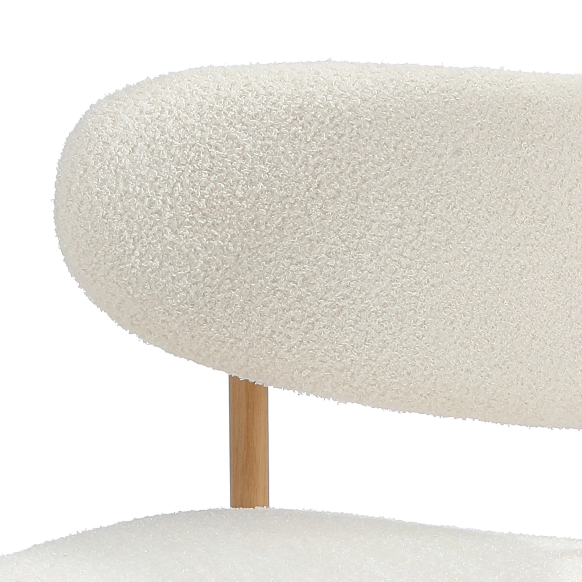 7 Oikiture 2x Dining Chairs Kitchen Chair Cafe Lounge Chair Boucle Timber-look Legs
 - White, 7 of 10