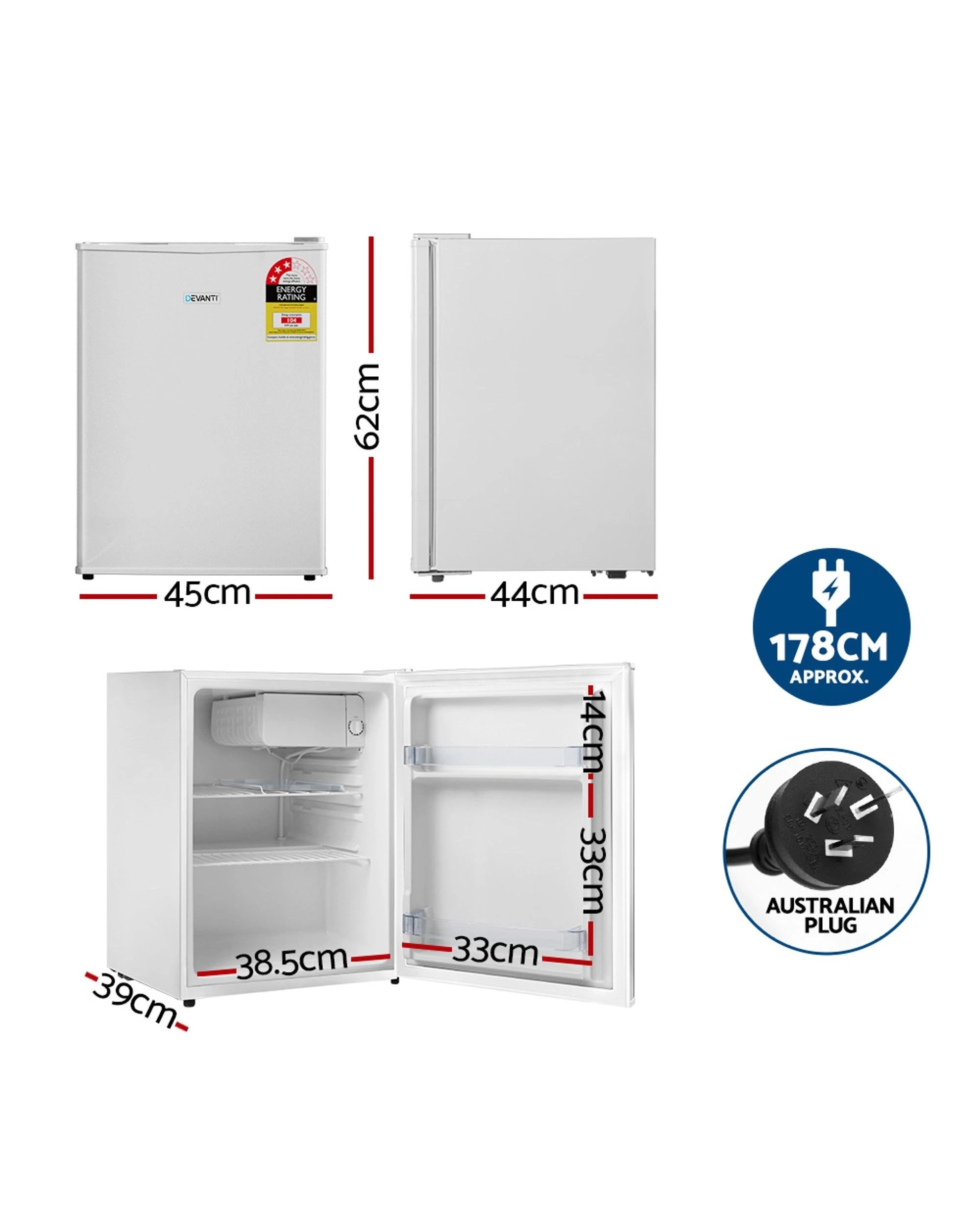 2 Devanti 70l Bar Fridge
 - White, 2 of 3