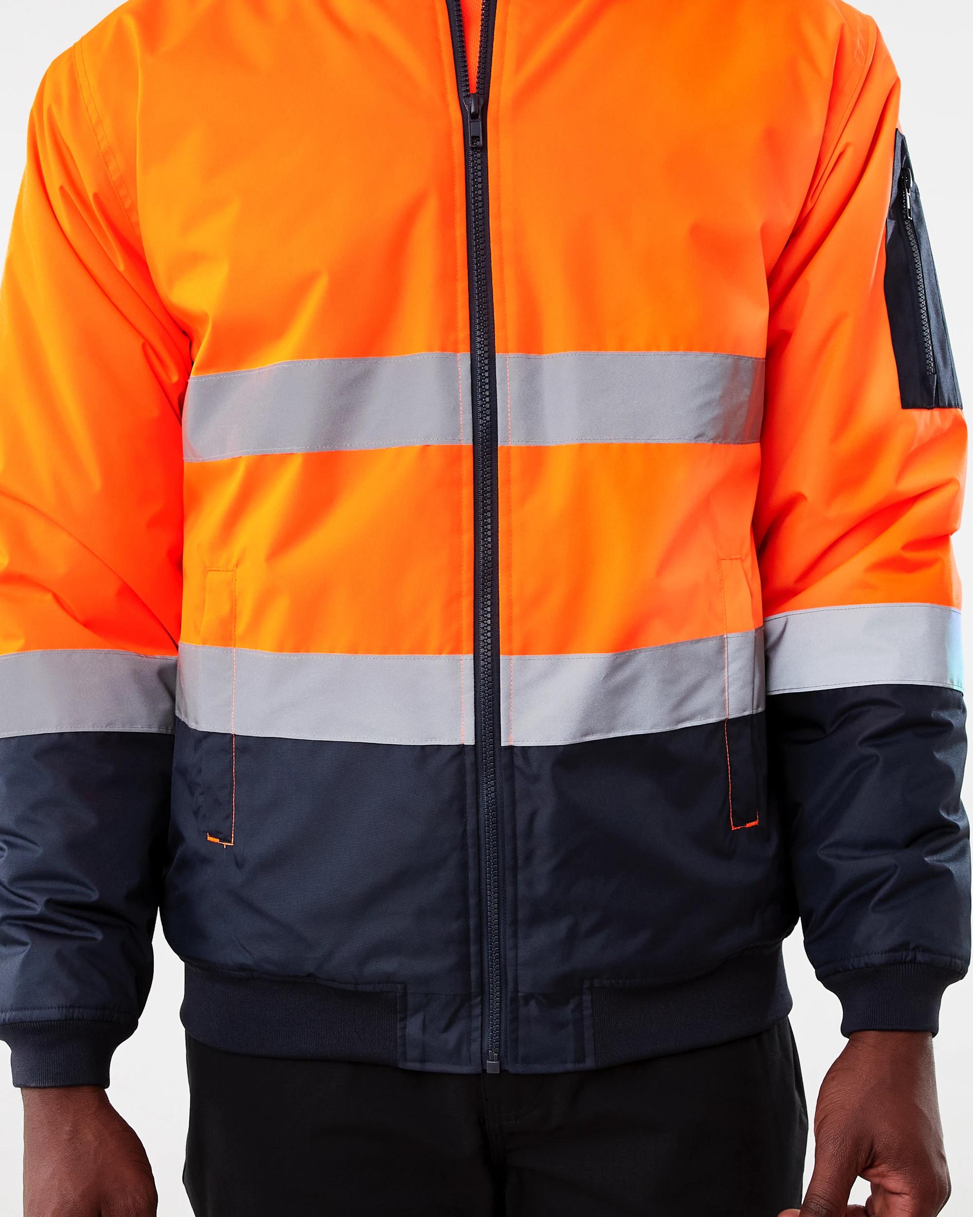 7 Hi-Visibility Reflective Bomber Jacket Orange, 7 of 9