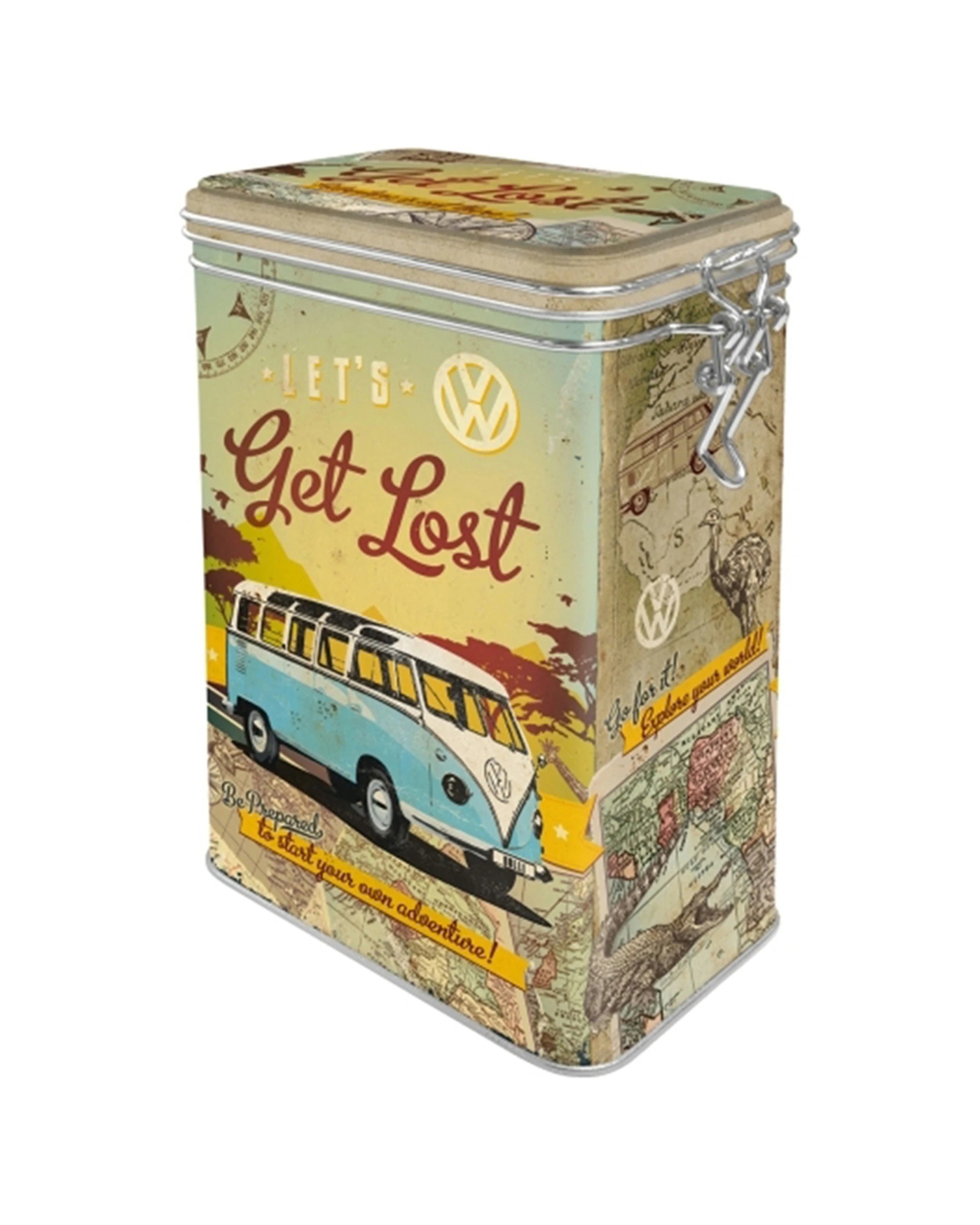 1 Nostalgic-Art Storage Clip Top Tin Box 1.3L Capacity - VW Lets Get Lost - Multi, 1 of 1