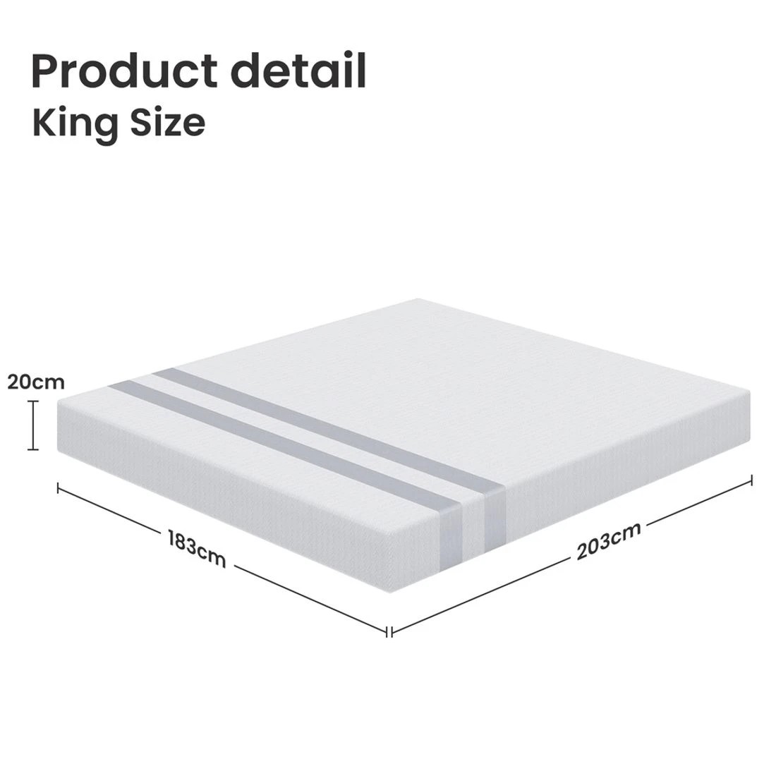 3 BedStory King Memory Foam Mattress 20cm Cooling Gel Foam Mattress in a Box Medium - King Bed - White, 3 of 6