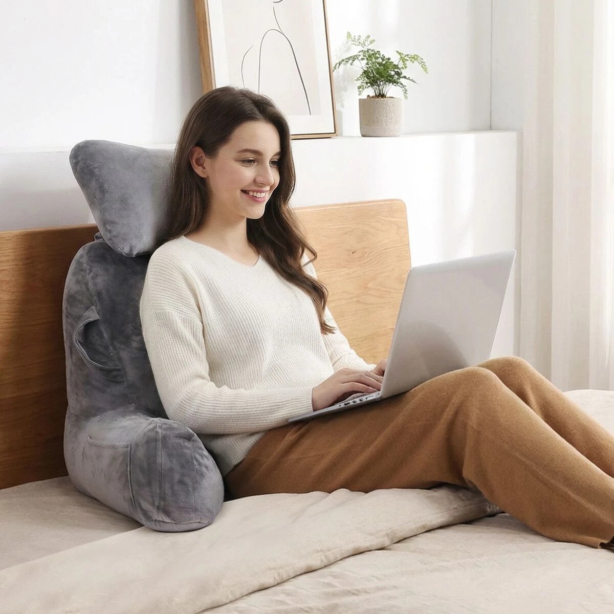 3 AUSWAY Bed Reading Pillow Backrest Head Neck Back Support Lounge, 3 of 4