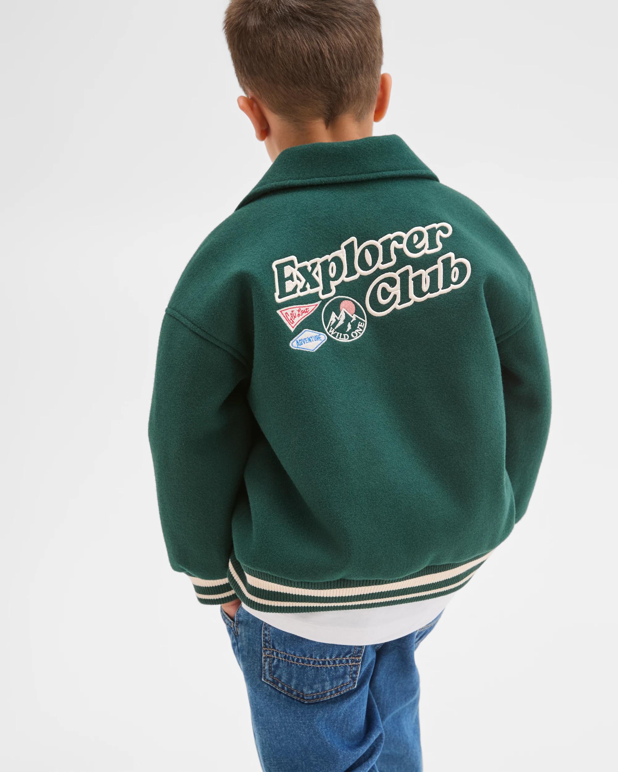 5 Target Kids Long Sleeve Varsity Bomber Jacket GREEN, 5 of 8