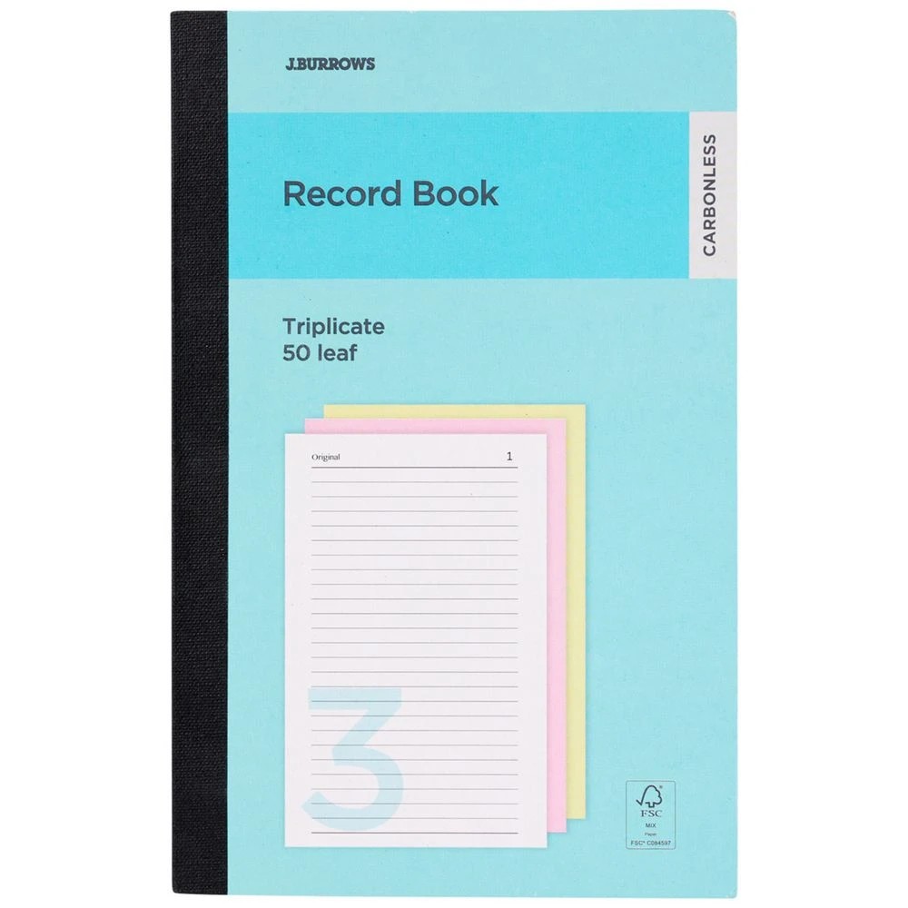 1 J.Burrows Carbonless Triplicate Record Book 50 Leaf 125x198mm, 1 of 1