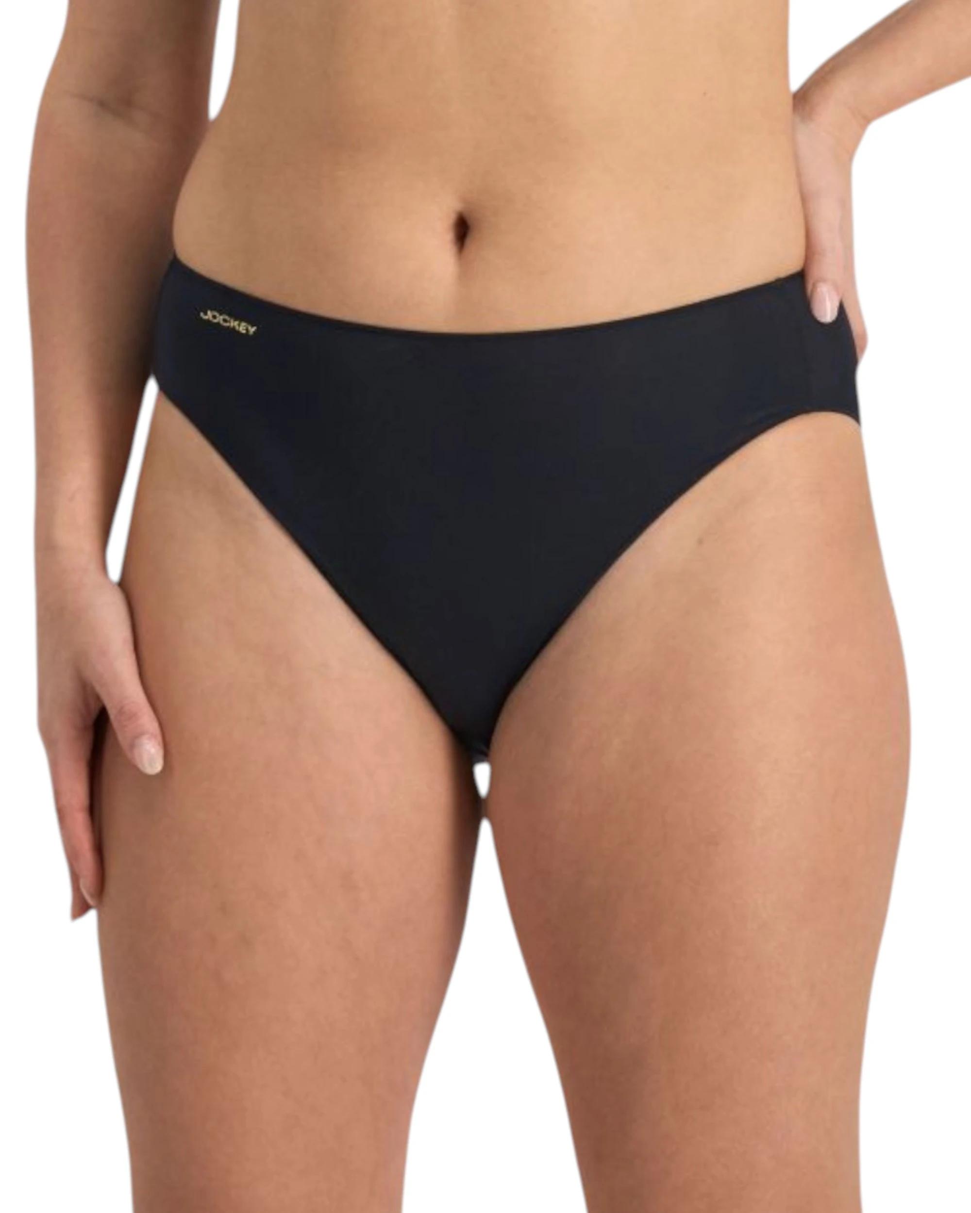 1 Jockey 12 Pack Womens No Panty Line Promise Hi Cut Brief Underwear Black BLACK, 1 of 4