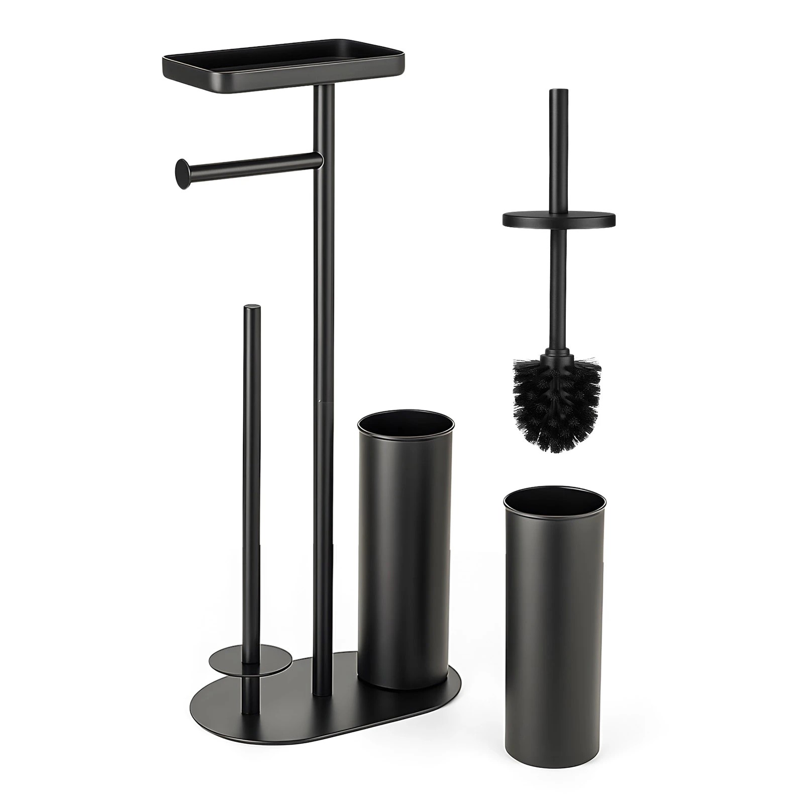 5 LUXSUITE Toilet Paper Holder Brush Phone Shelf Free Standing Bathroom Organiser Spare Tissue Roll Storage Reserve Floor, 5 of 6