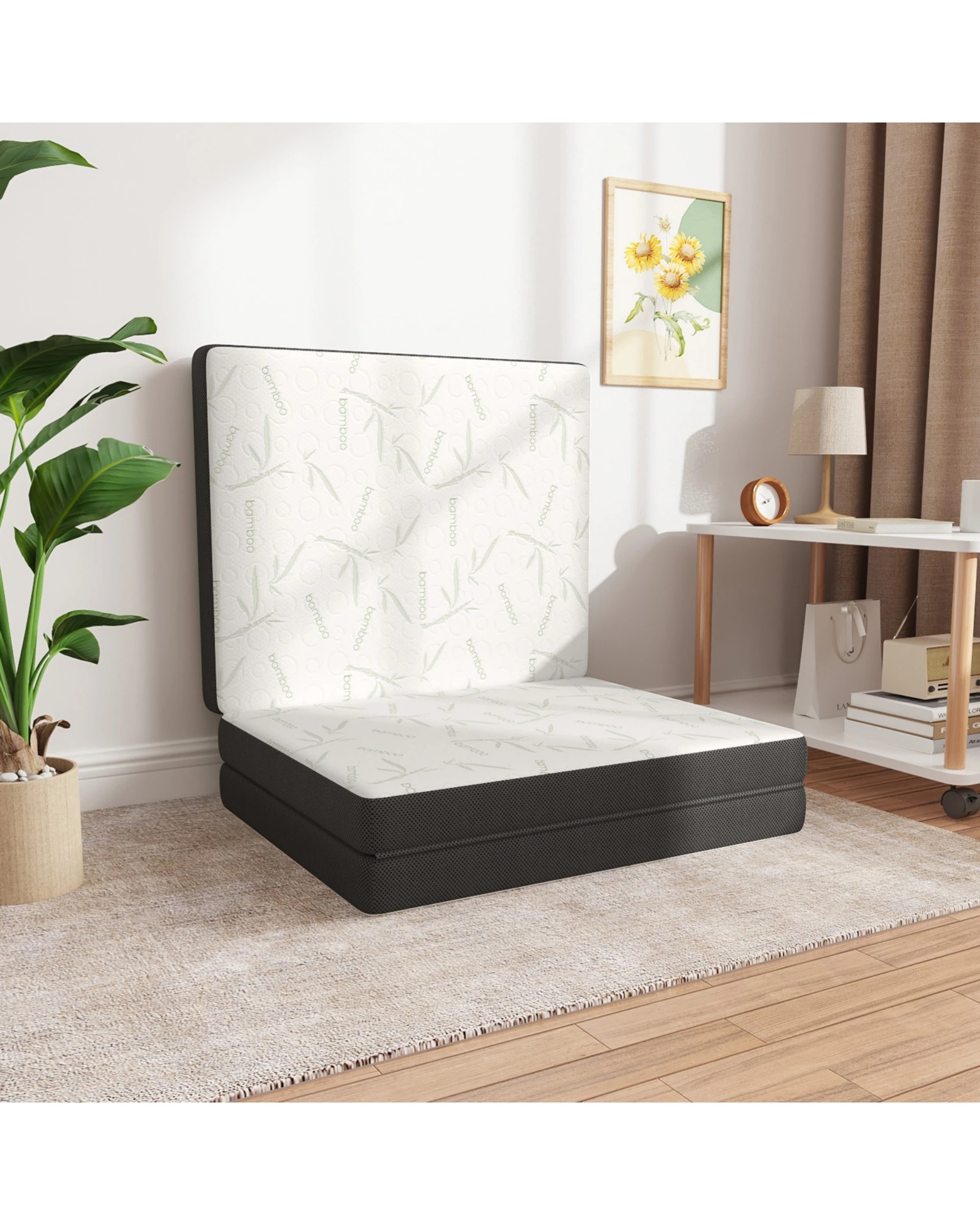 7 Advwin Foldable Foam Mattress Bamboo Folding 189x71x10CM - White, 7 of 7