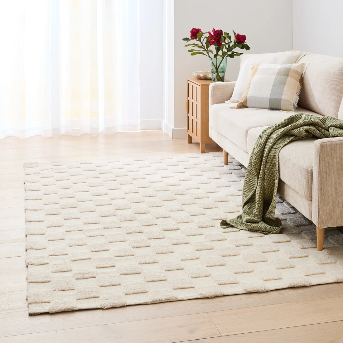 1 Check Rug - Natural, Large - 235cm x 160cm, 1 of 7