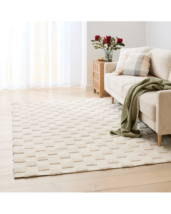Check Rug - Natural, Large - 235cm x 160cm