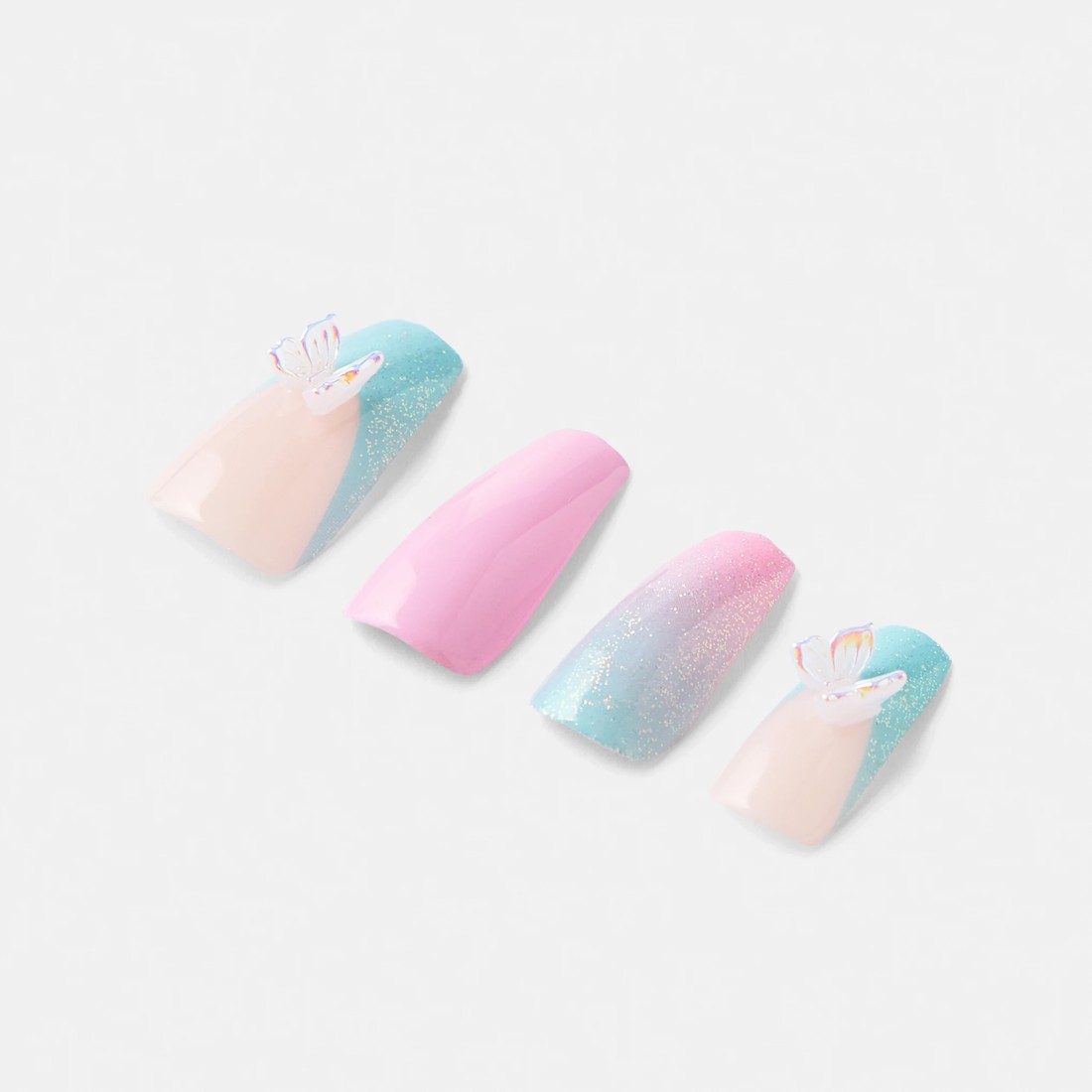 5 OXX Cosmetics 24 Pack Artificial Nails with Adhesive - Squareletto Shape, 3D Butterfly, 5 of 5