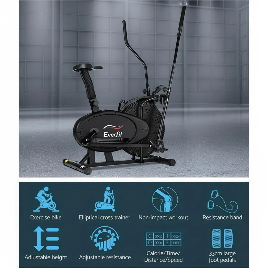 4 Everfit Exercise Bike 4 in 1 Elliptical Cross Trainer Home Gym Indoor - Black, 4 of 6