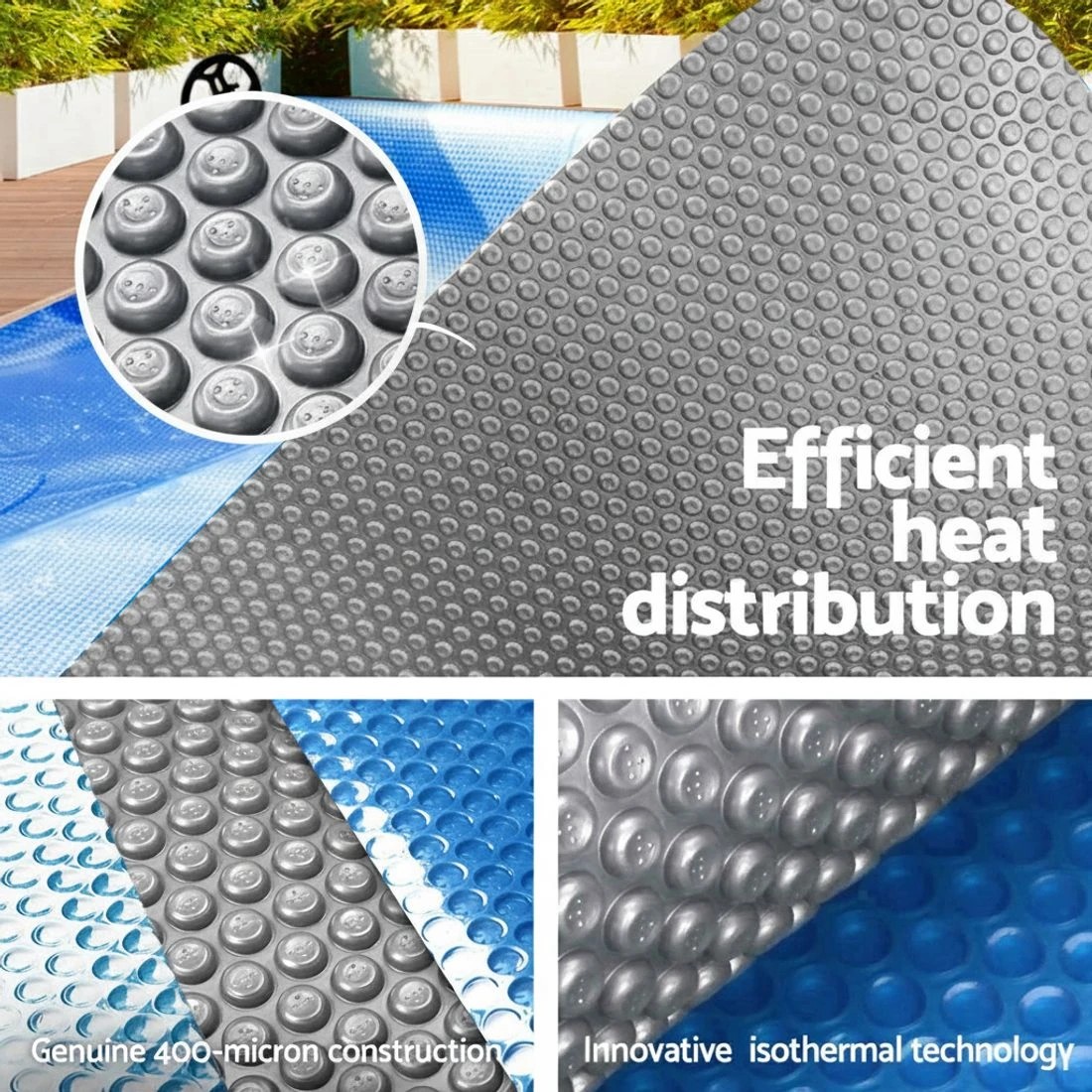 5 Aquabuddy Pool Cover 11x6.2m 400 Micron Swimming Pool Solar Blanket - Multi, 5 of 7