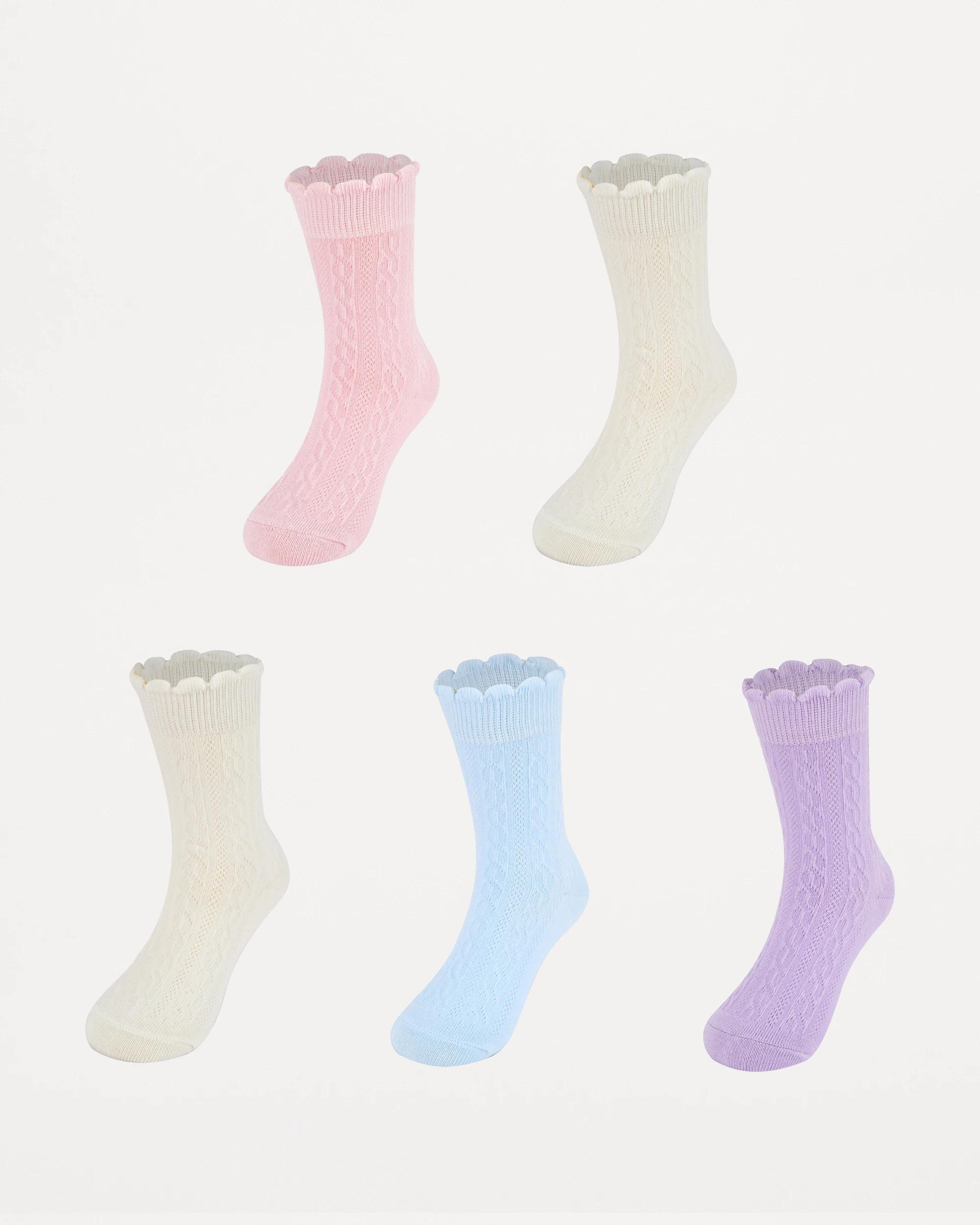 1 5 Pack Crew Socks Pnk Sock, 1 of 3