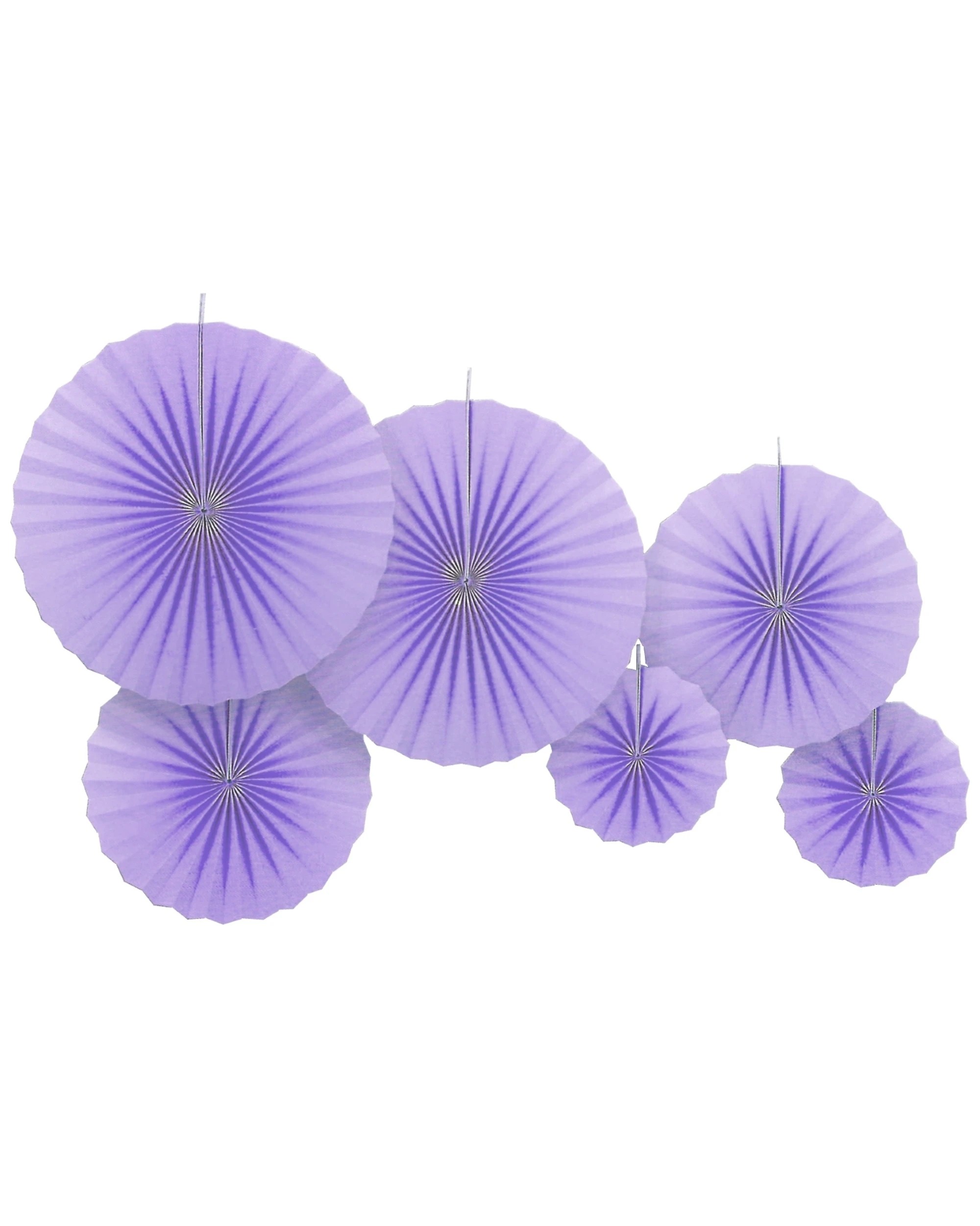 1 Partyrama Solid Purple Paper Fan Decorations Pack of 6 - Purple, 1 of 1
