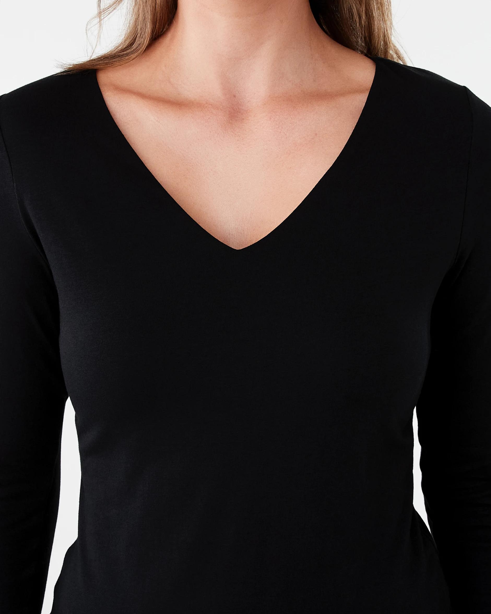 5 Long Sleeve V-Neck Top Black, 5 of 5