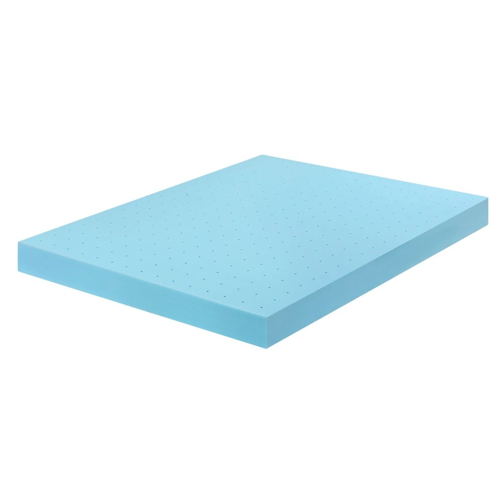 1 Giselle 12cm Memory Foam Mattress Topper Ventilated Cool Gel Bamboo Cover Queen - Queen Bed - Blue, 1 of 10
