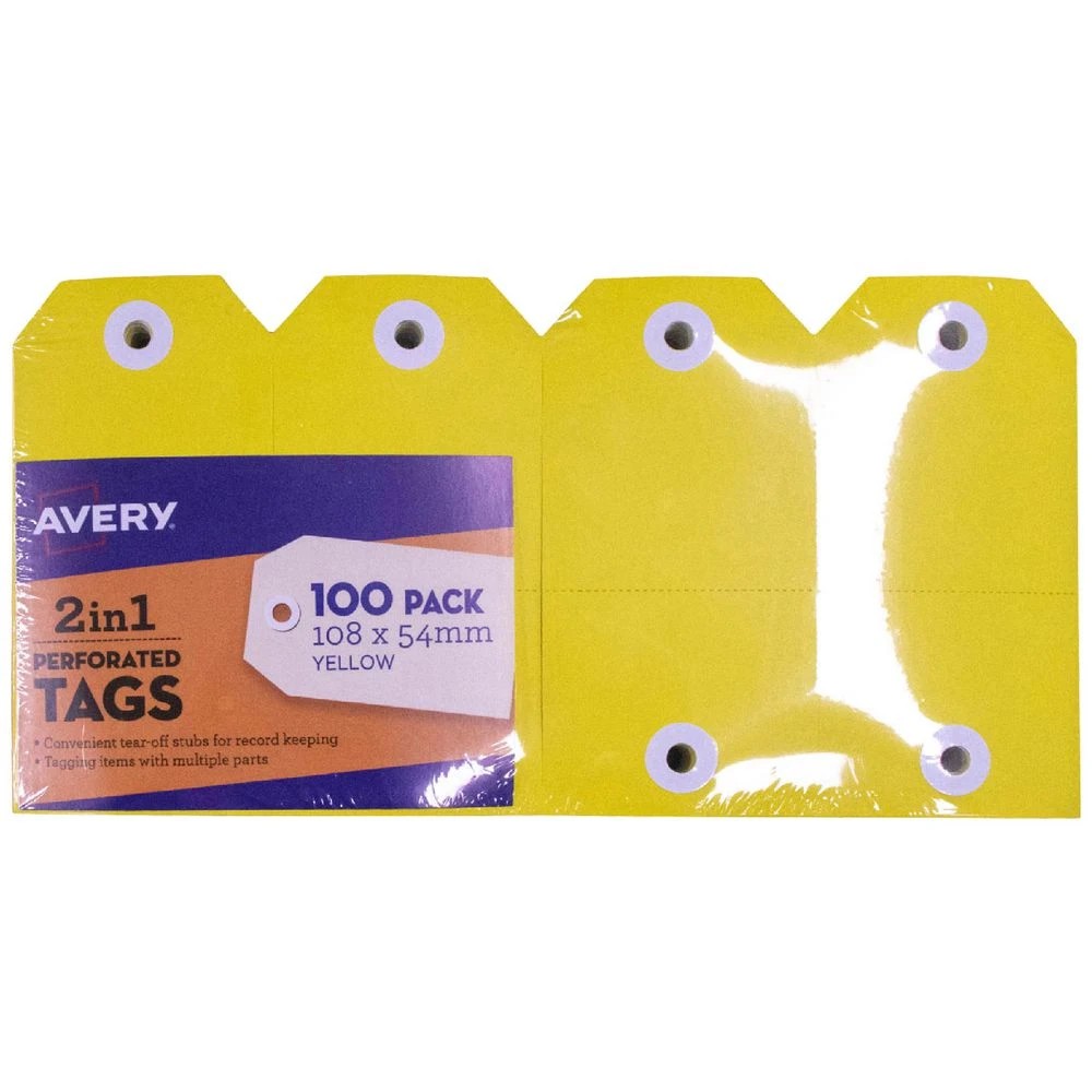 1 Avery 2-in-1 Tags Yellow 100 Pack, 1 of 4